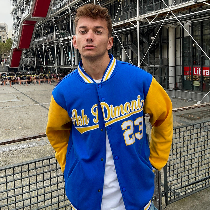 Custom Royal Gold-White Raglan Sleeves Varsity Full-Snap Letterman Jacket