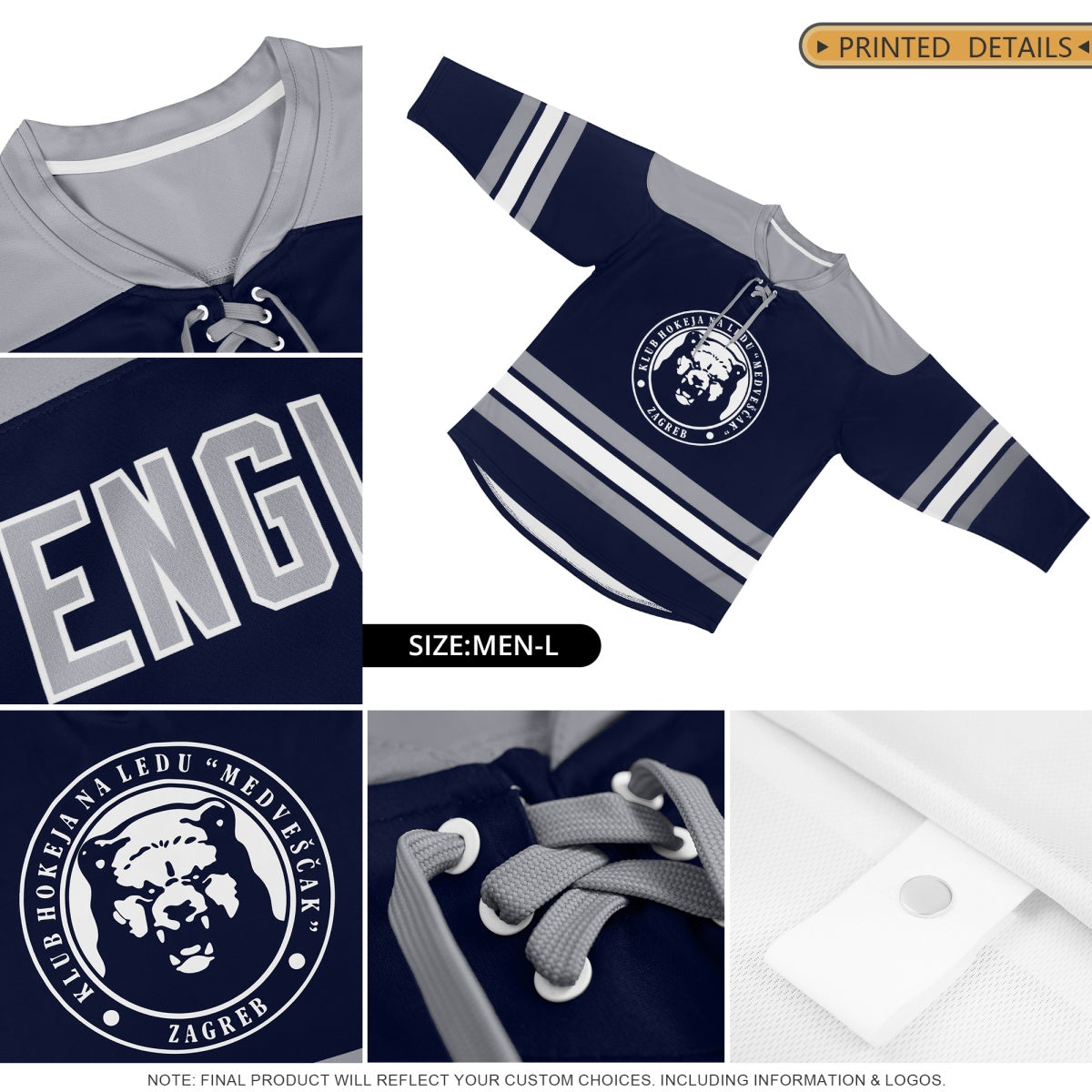 Custom Hockey Hoodie Jersey Brown Gold Raglan Sleeves Lace-Up Neck Personalized Jersey for Men & Youth