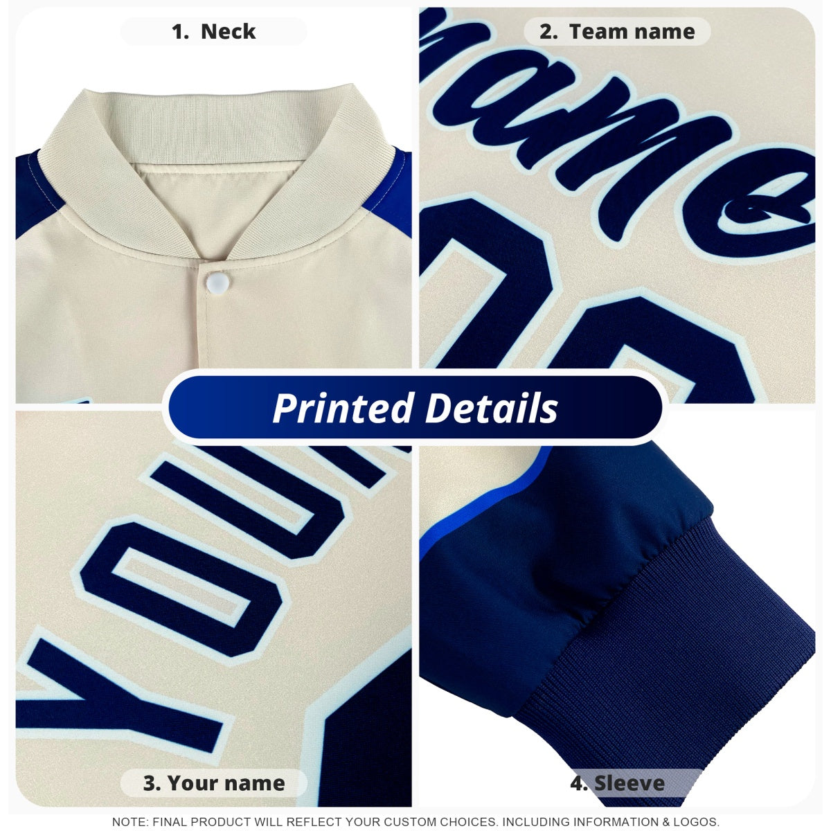 Custom White Navy Light Blue Classic Style Full-Snap Wrinkle-Resistant Jacket| KXKSHOP