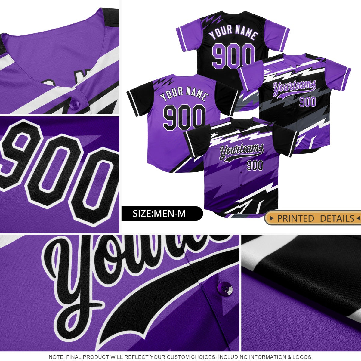 Custom Kelly Green Orange Dark Green short sleeves Reversible Lightning Pattern Graffiti Graffiti Pattern Breathable Baseball Jersey| KXKSHOP