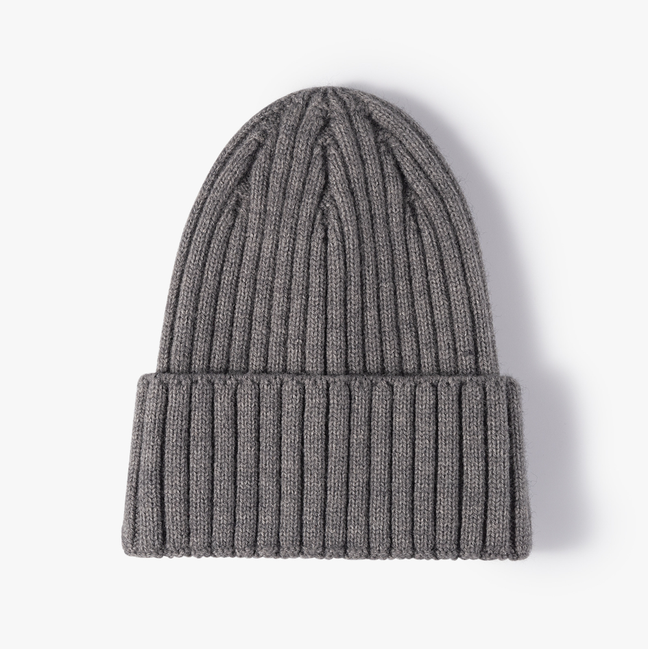 Custom Winter Unisex Solid Color Warm Soft Hiphop Knitted Hat Cuffed Skull Beanie Cap
