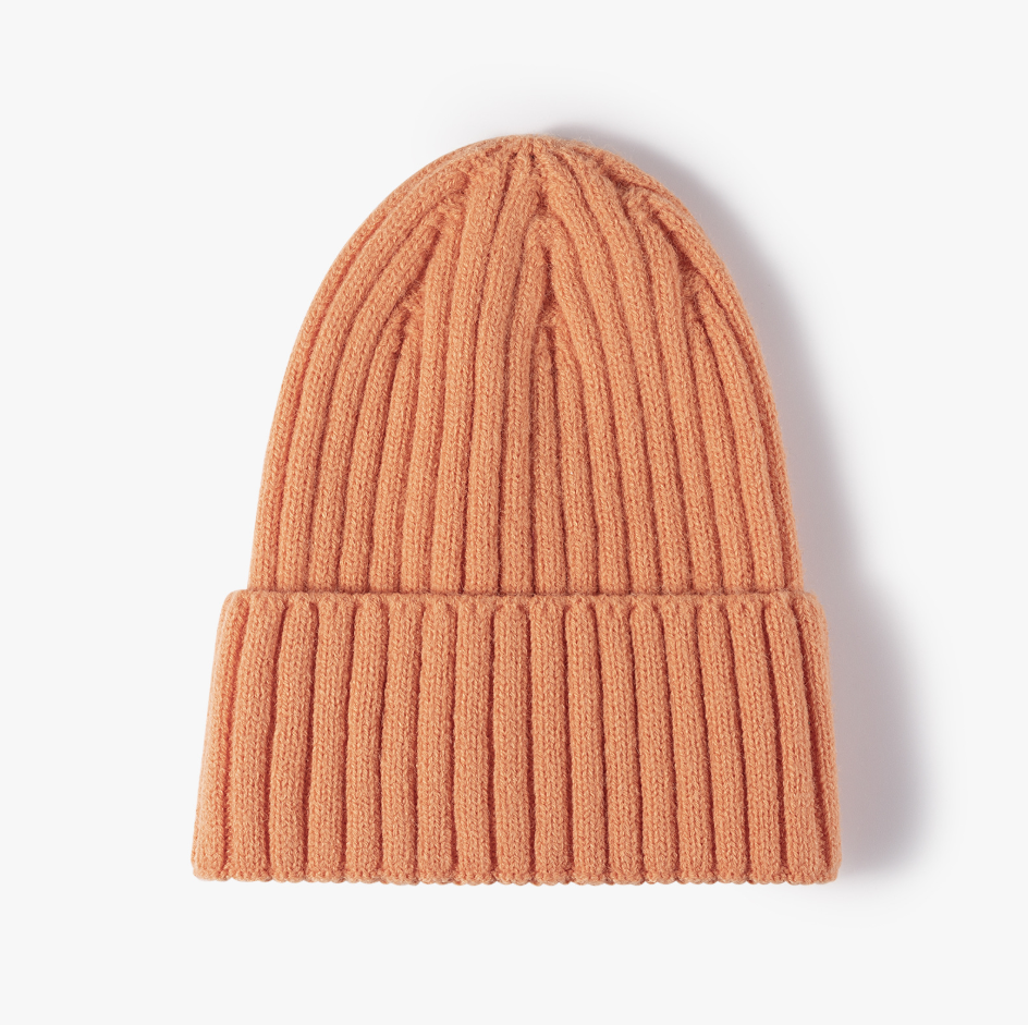 Custom Winter Unisex Solid Color Warm Soft Hiphop Knitted Hat Cuffed Skull Beanie Cap