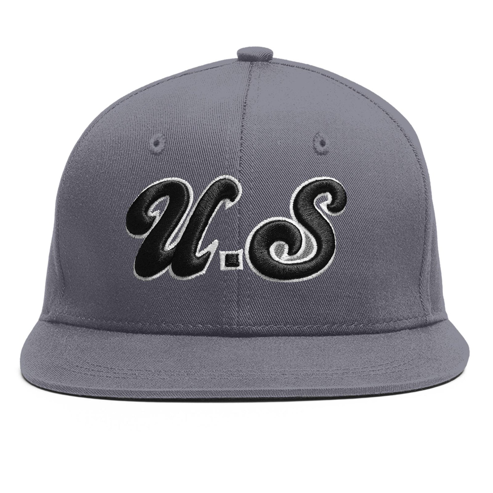 Custom White 3D Puff Embroidery Flat Embroidery Flat Eaves Sport Baseball Cap Design for Men/Women/Youth-Grey