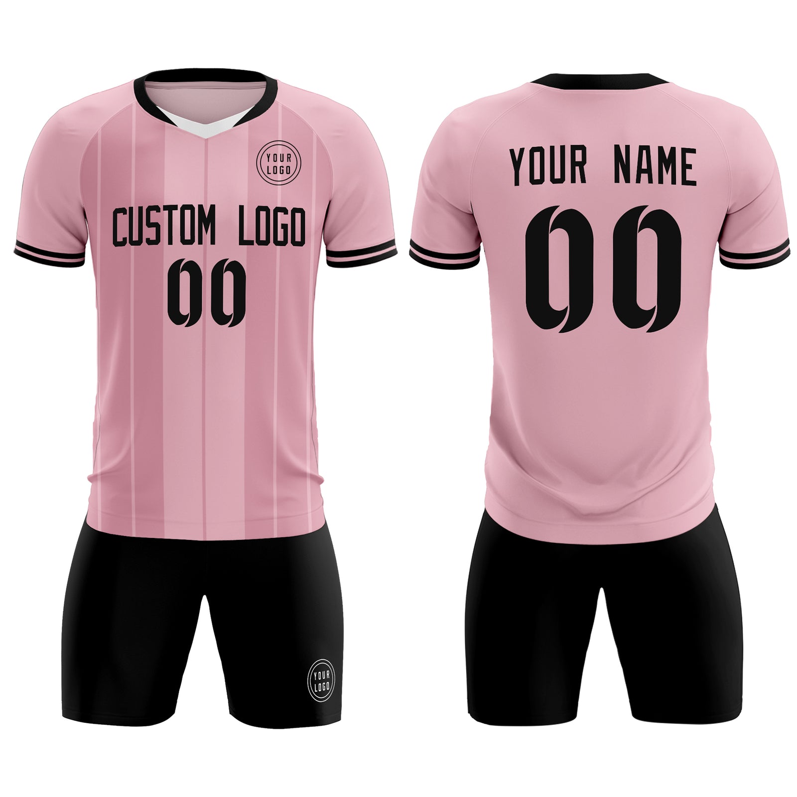 Custom Light Pink Classic Striped Personalized Soccer Tops/Sets Jersey