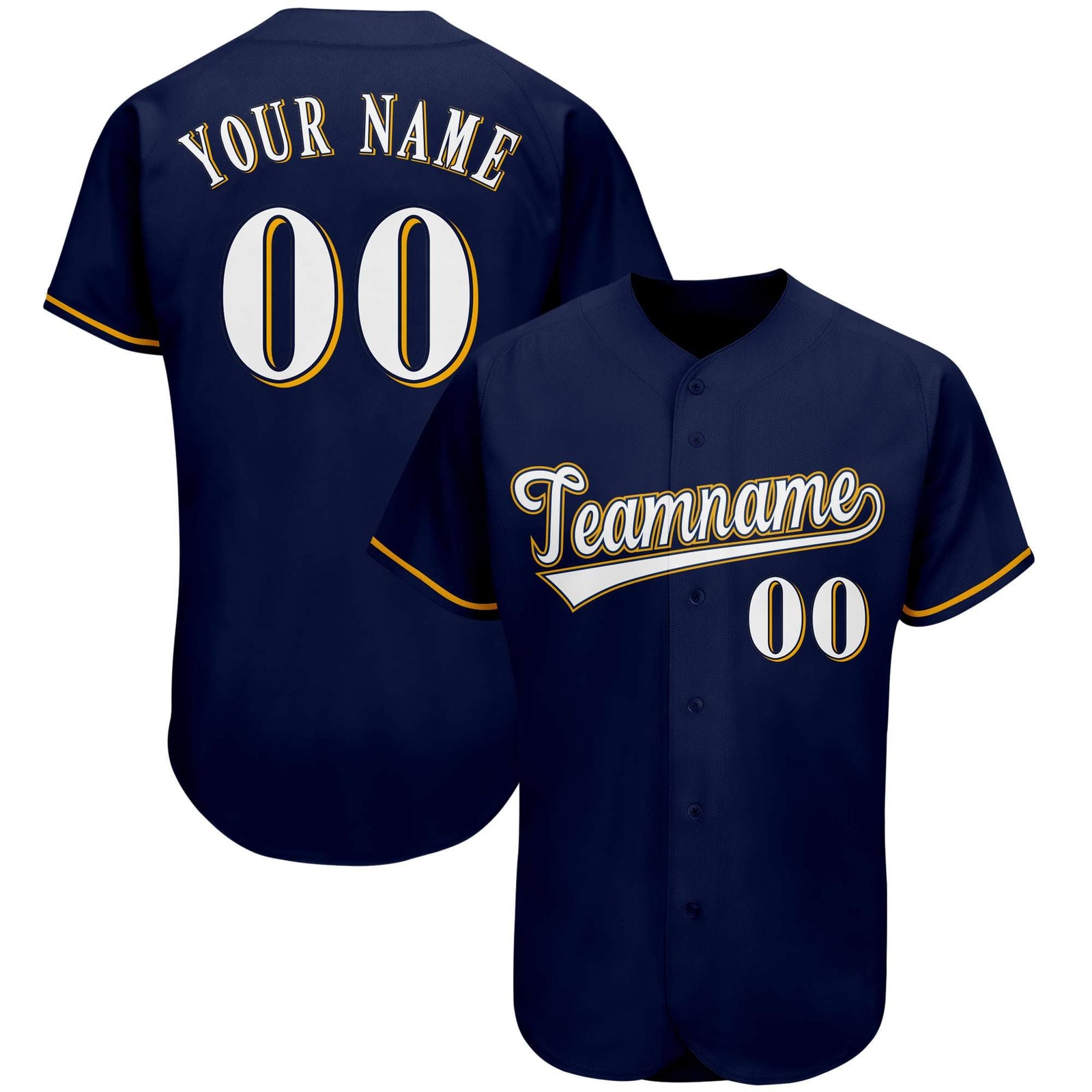 Custom Navy Team Classic Style Authentic Baseball Jersey