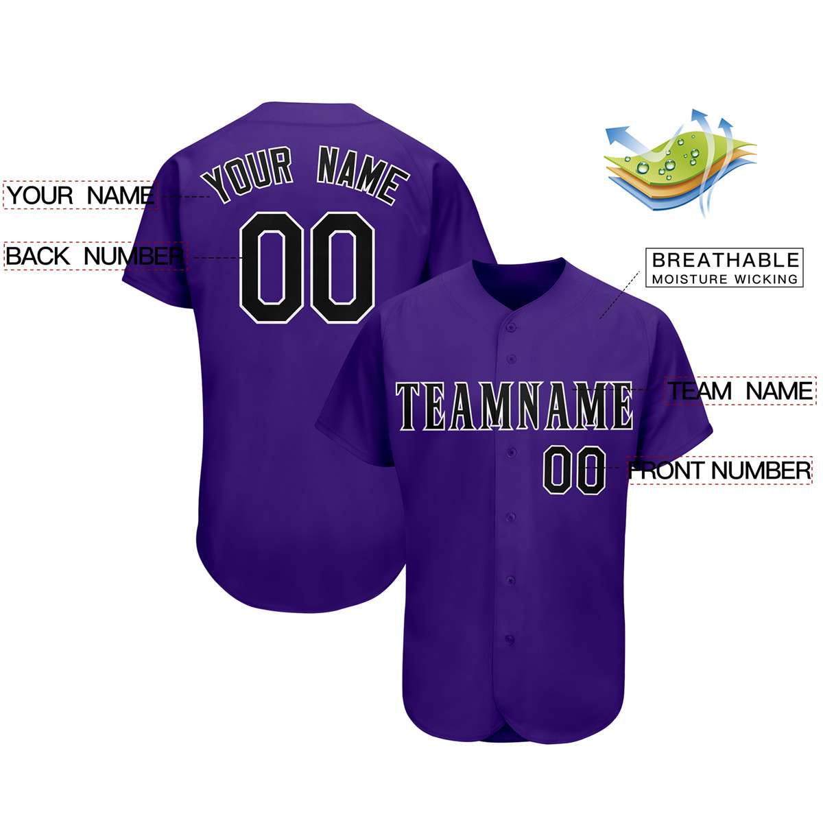 Custom Purple Team Classic Style Authentic Baseball Jersey