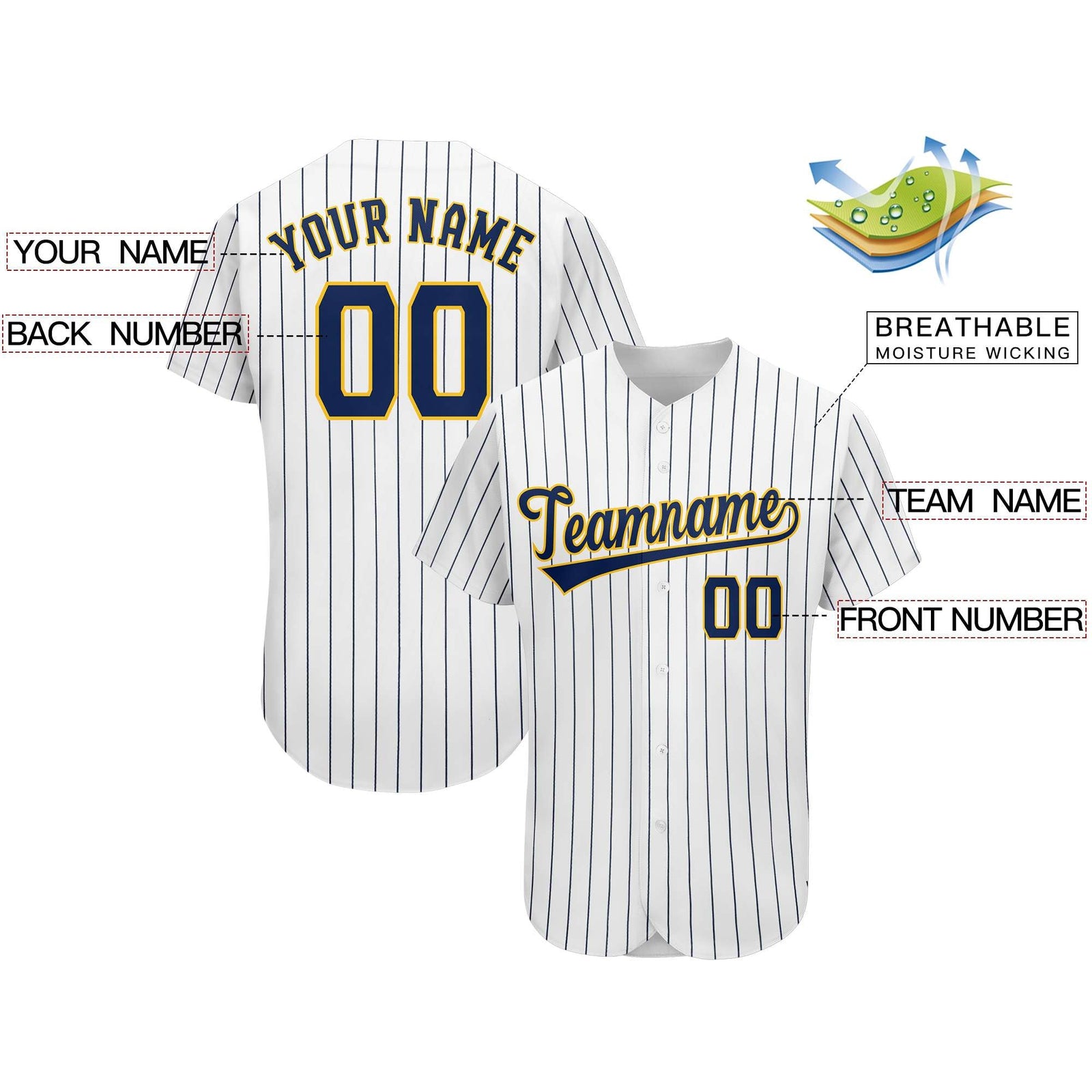 Custom Navy Team Classic Style Authentic Baseball Jersey