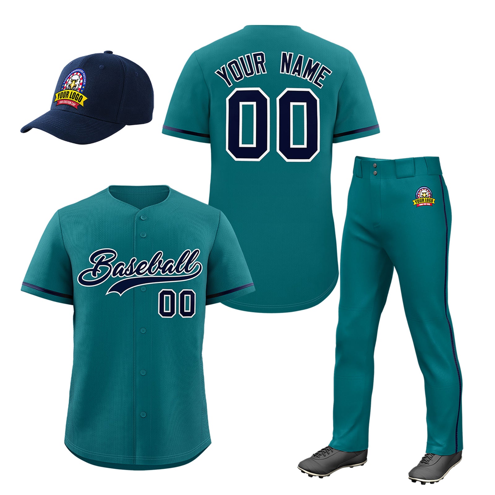 Custom Teal Navy Classic Style Baseball Uniform Jersey/Pants/Hat Package For Team |KXKSHOP