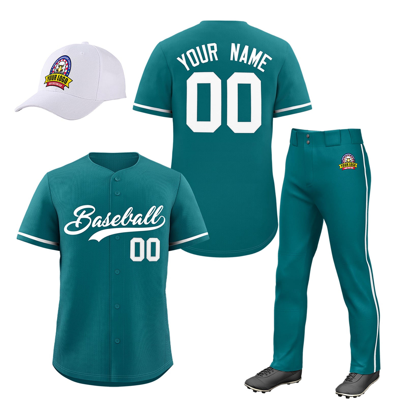 Custom Teal Navy Classic Style Baseball Uniform Jersey/Pants/Hat Package For Team |KXKSHOP