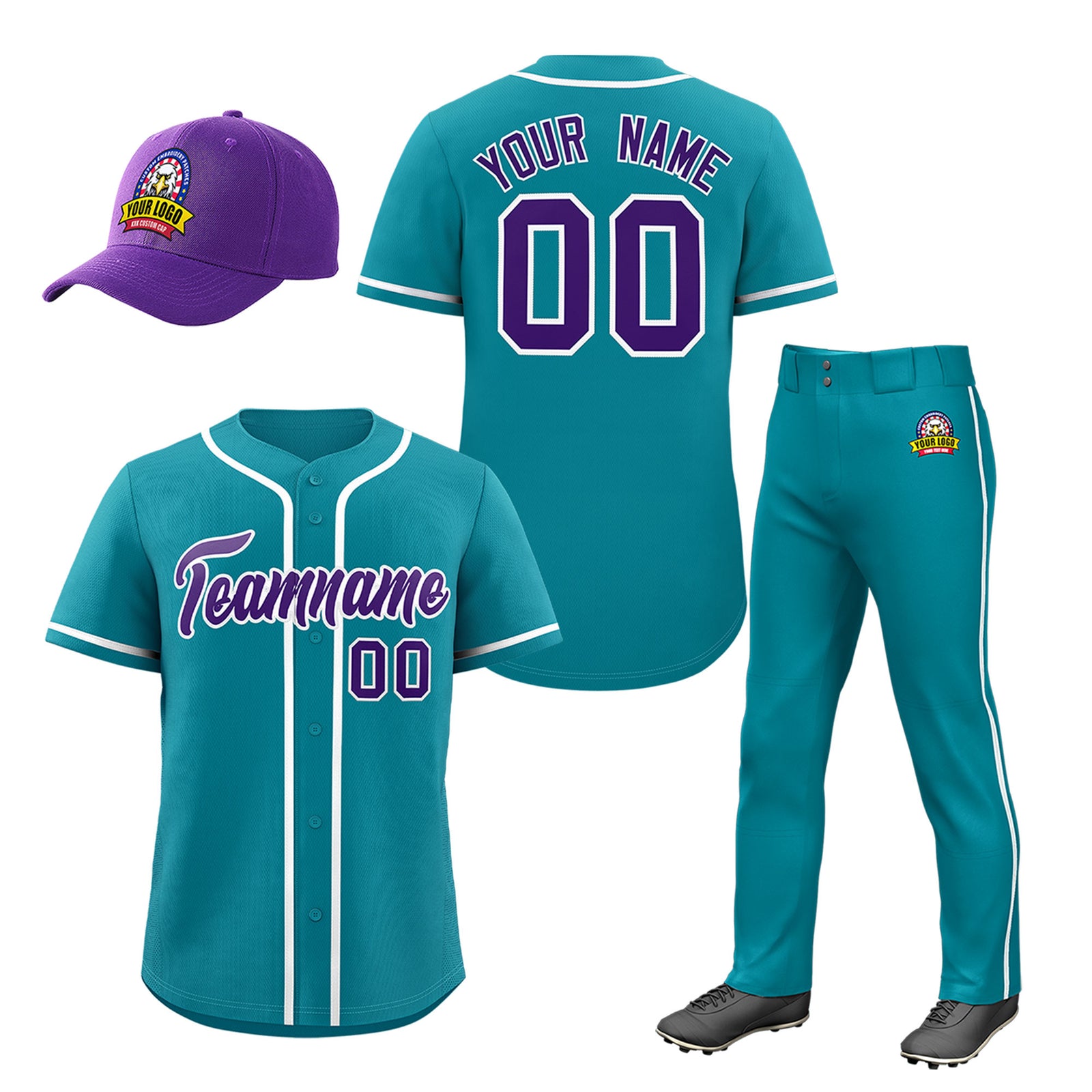 Custom Teal Navy Classic Style Baseball Uniform Jersey/Pants/Hat Package For Team |KXKSHOP