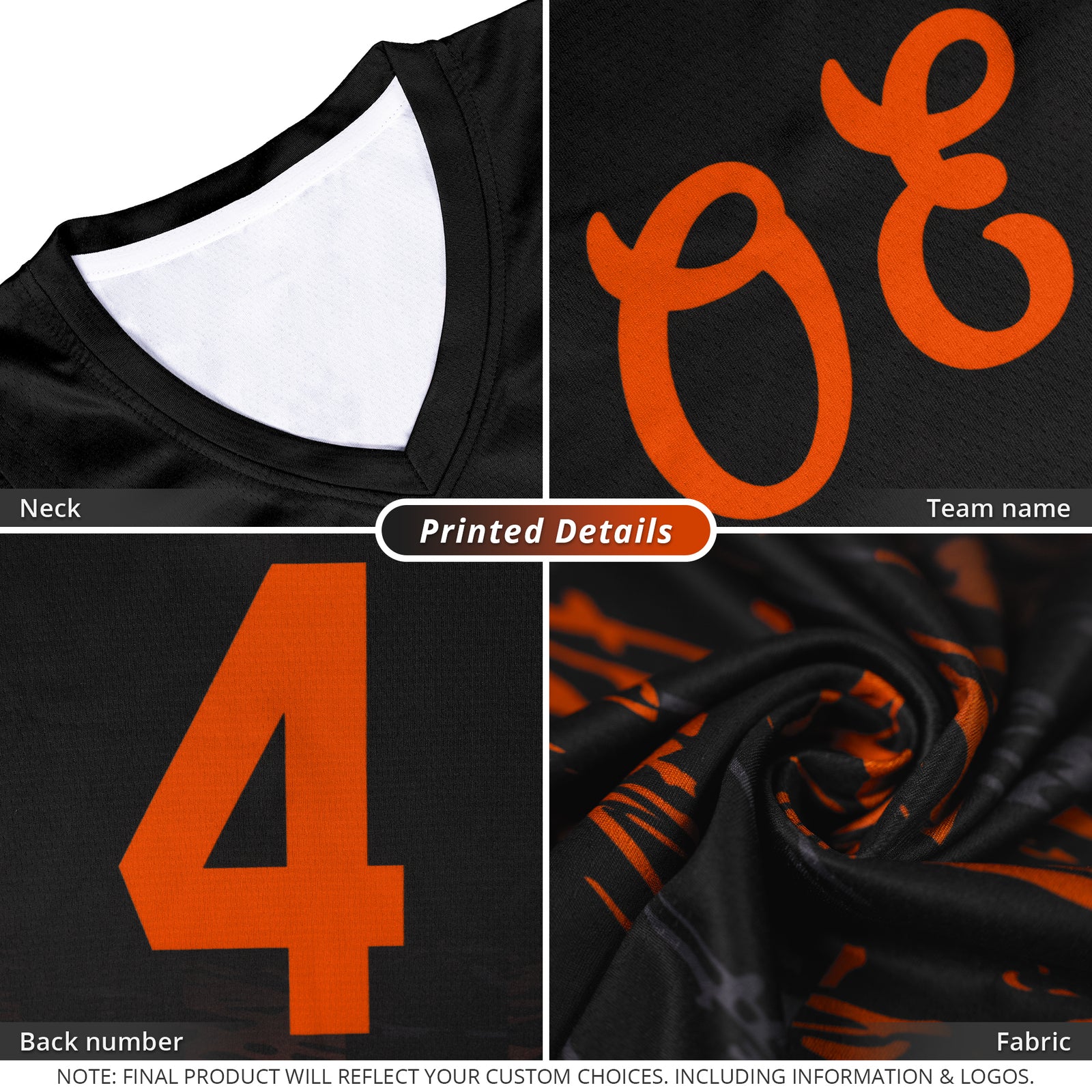 Custom Black Orange Personalized Scratches Pattern Sports Uniform Basketball Jersey