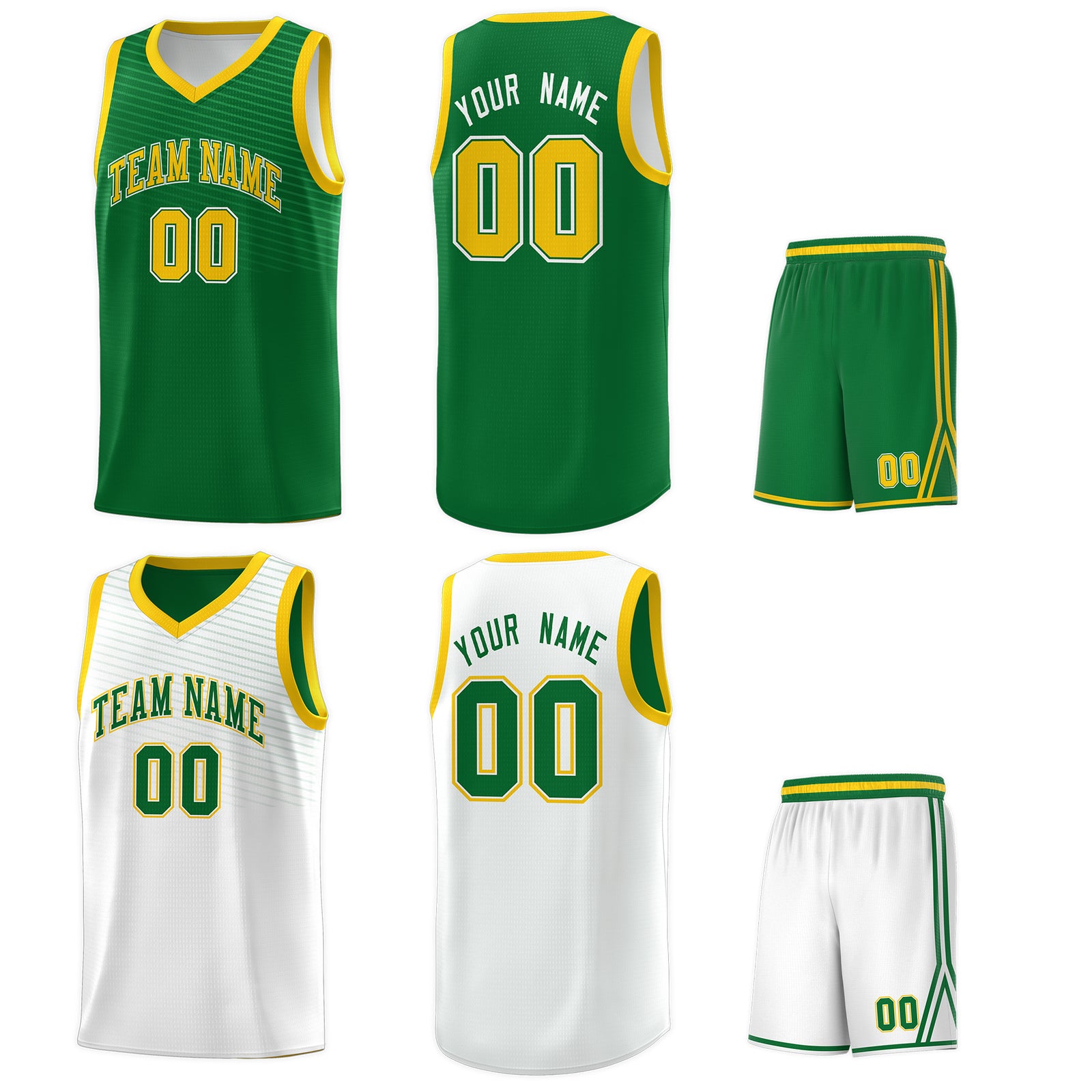 Custom White Kelly Green Chest Slash Patttern Sports Uniform Basketball Jersey