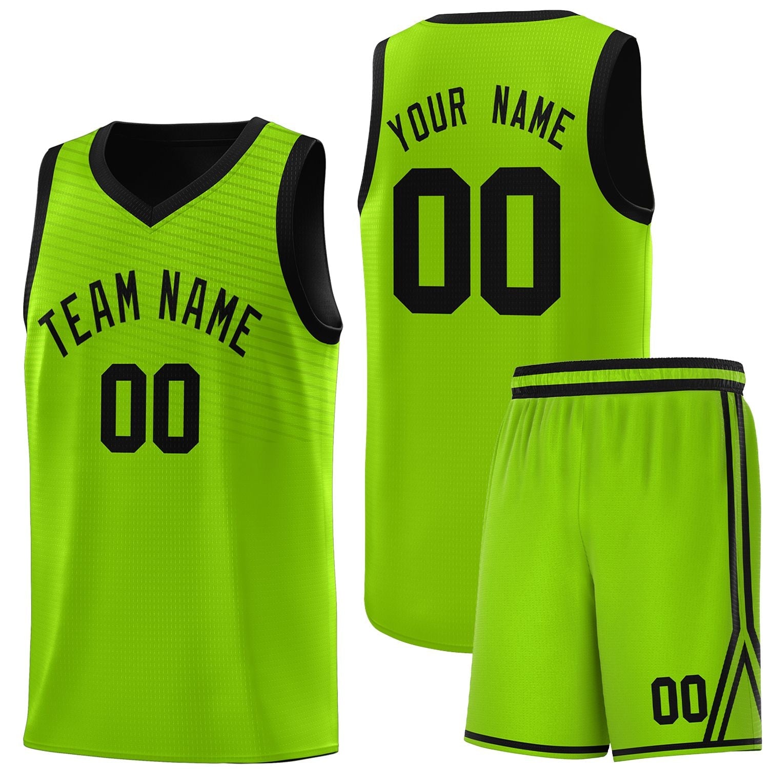 Custom Neon Green Black Chest Slash Patttern Sports Uniform Basketball Jersey