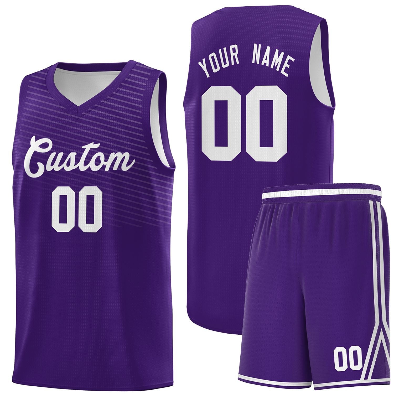 Custom Purple White Chest Slash Patttern Sports Uniform Basketball Jersey
