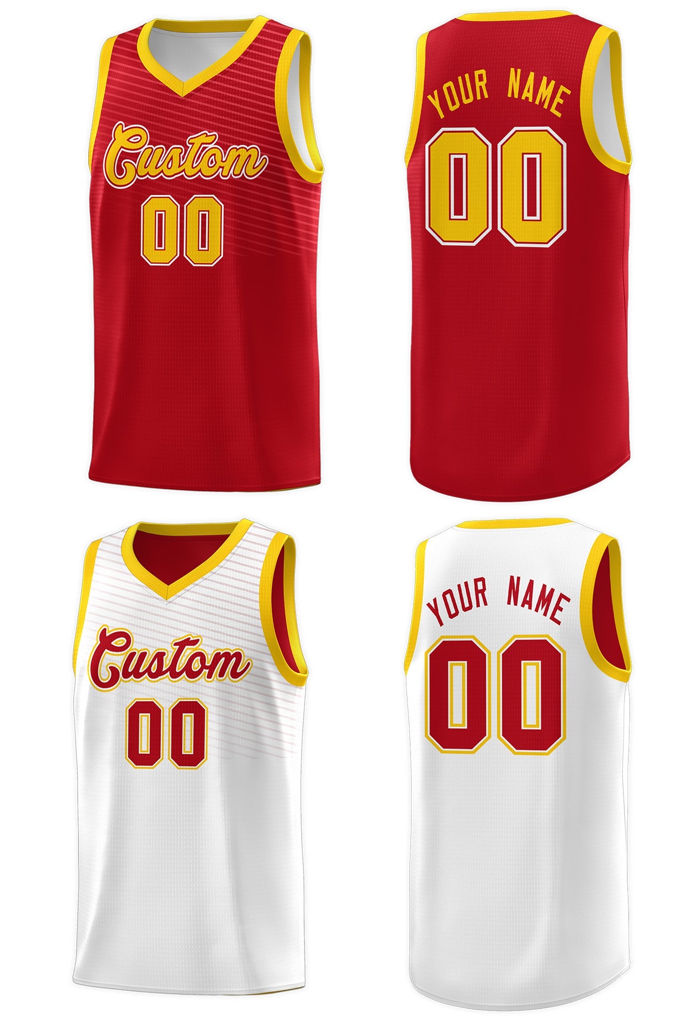 Custom White Red Chest Slash Patttern Sports Uniform Basketball Jersey