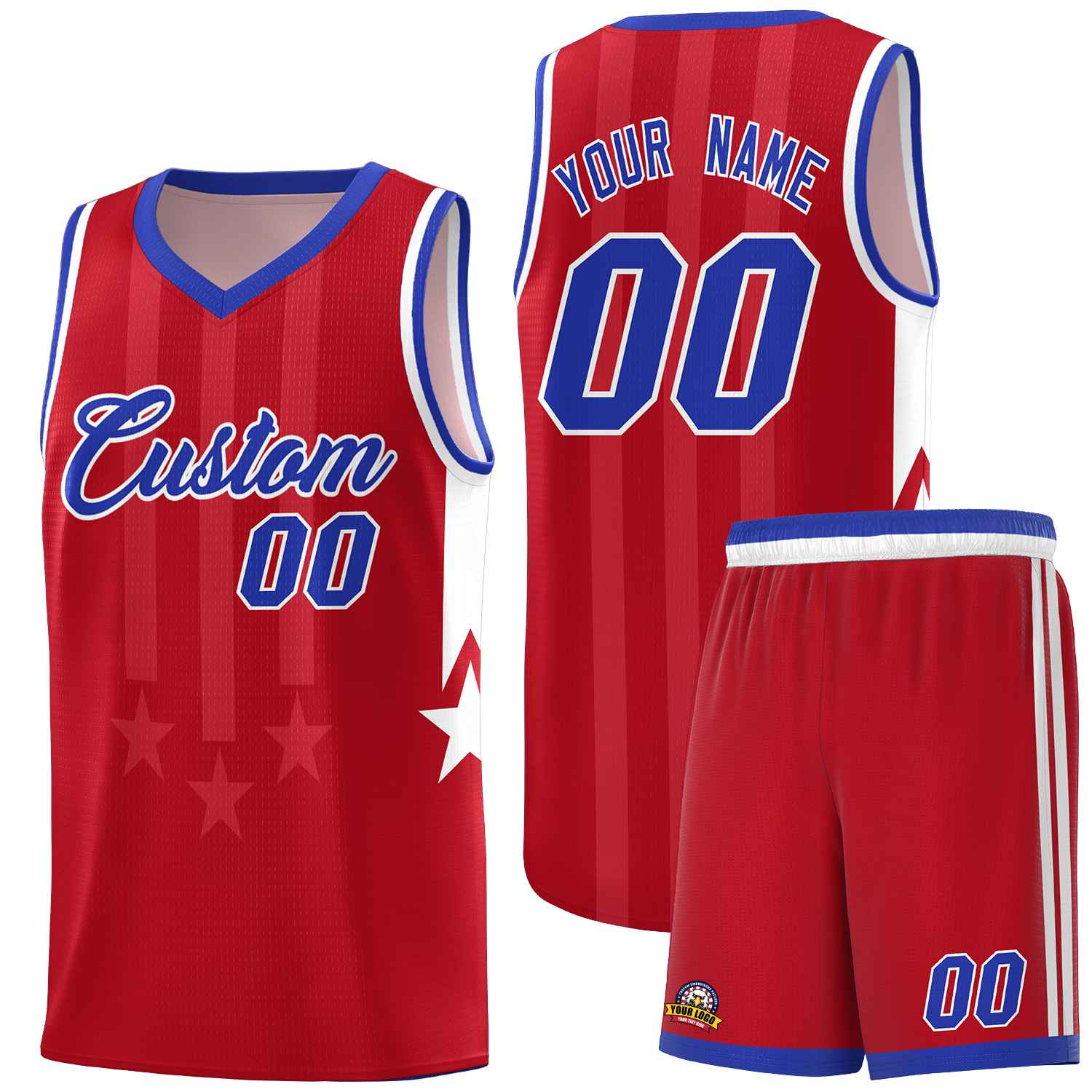Custom Pink Royal and White Gradient Star Graffiti Pattern Sports Uniform Basketball Jersey