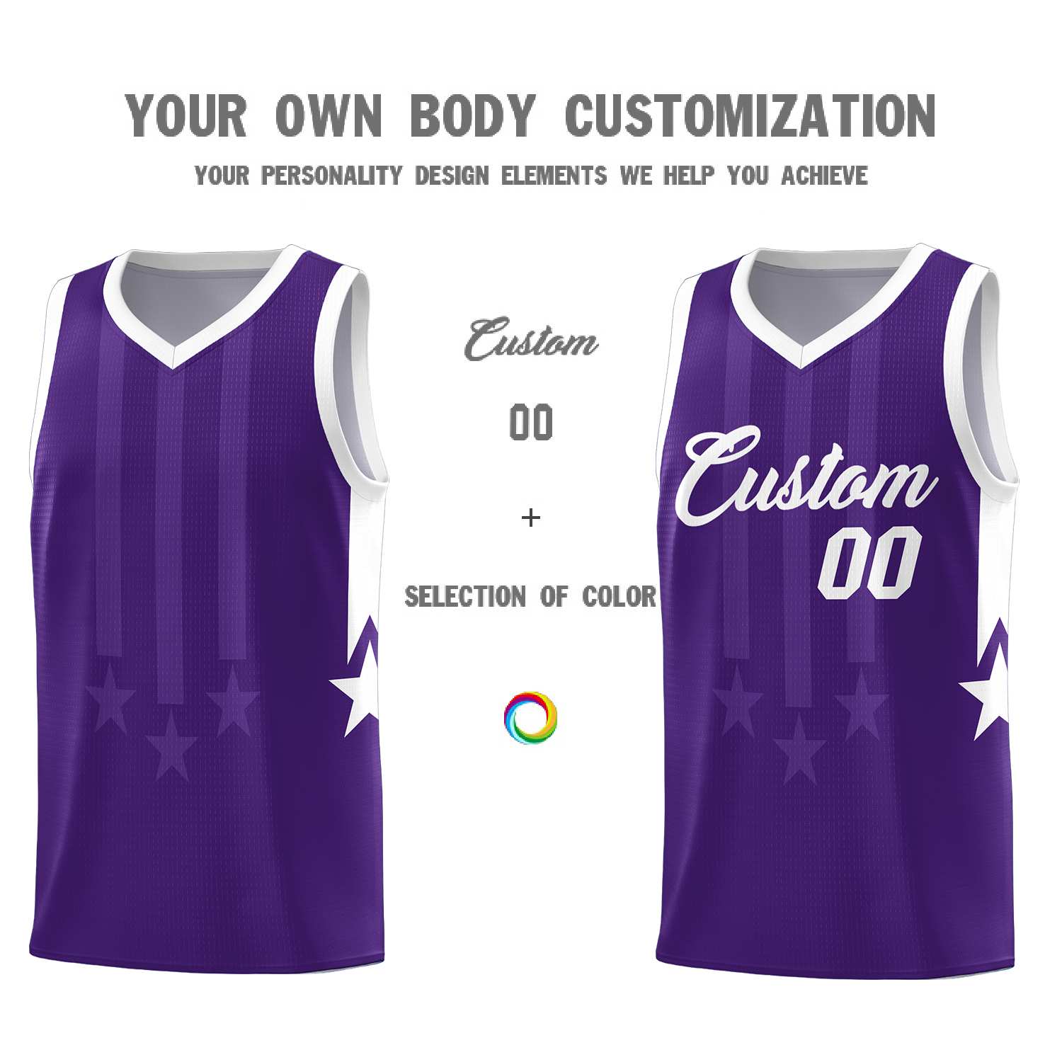 Custom Purple White and White Gradient Star Graffiti Pattern Sports Uniform Basketball Jersey