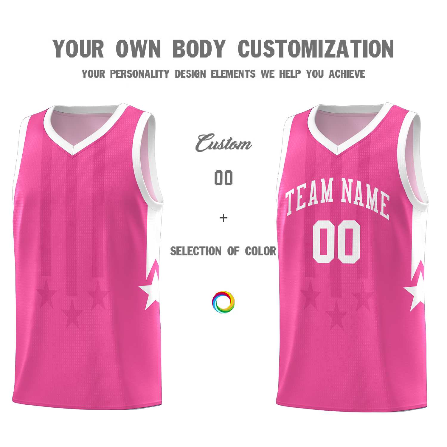 Custom Pink White and White Gradient Star Graffiti Pattern Sports Uniform Basketball Jersey