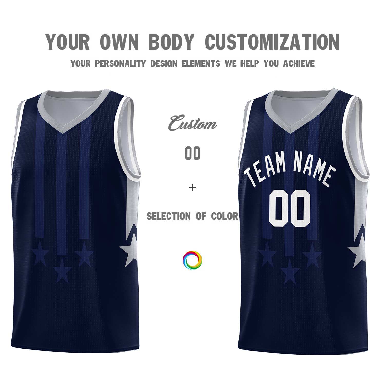 Custom Navy Gray and White Gradient Star Graffiti Pattern Sports Uniform Basketball Jersey