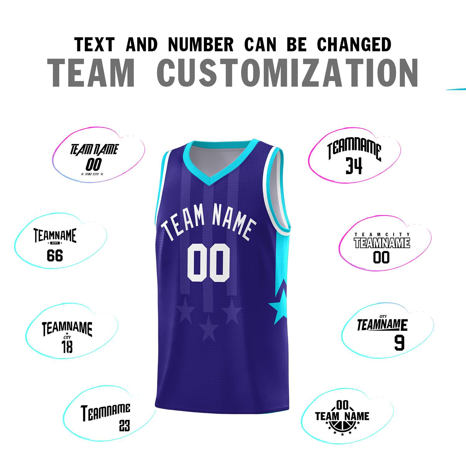 Custom Royal Sky Blue and White Gradient Star Graffiti Pattern Sports Uniform Basketball Jersey