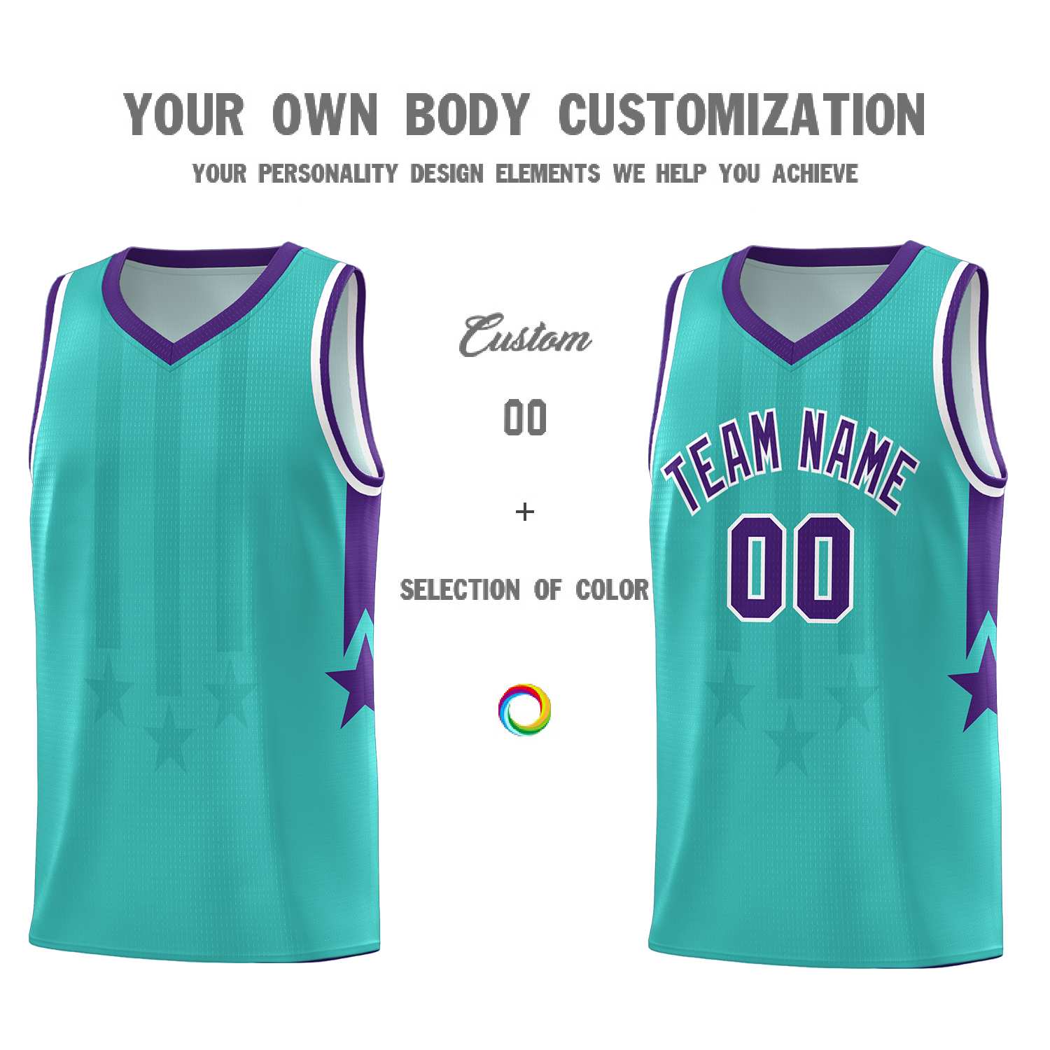 Custom Bright Green Purple and White Gradient Star Graffiti Pattern Sports Uniform Basketball Jersey