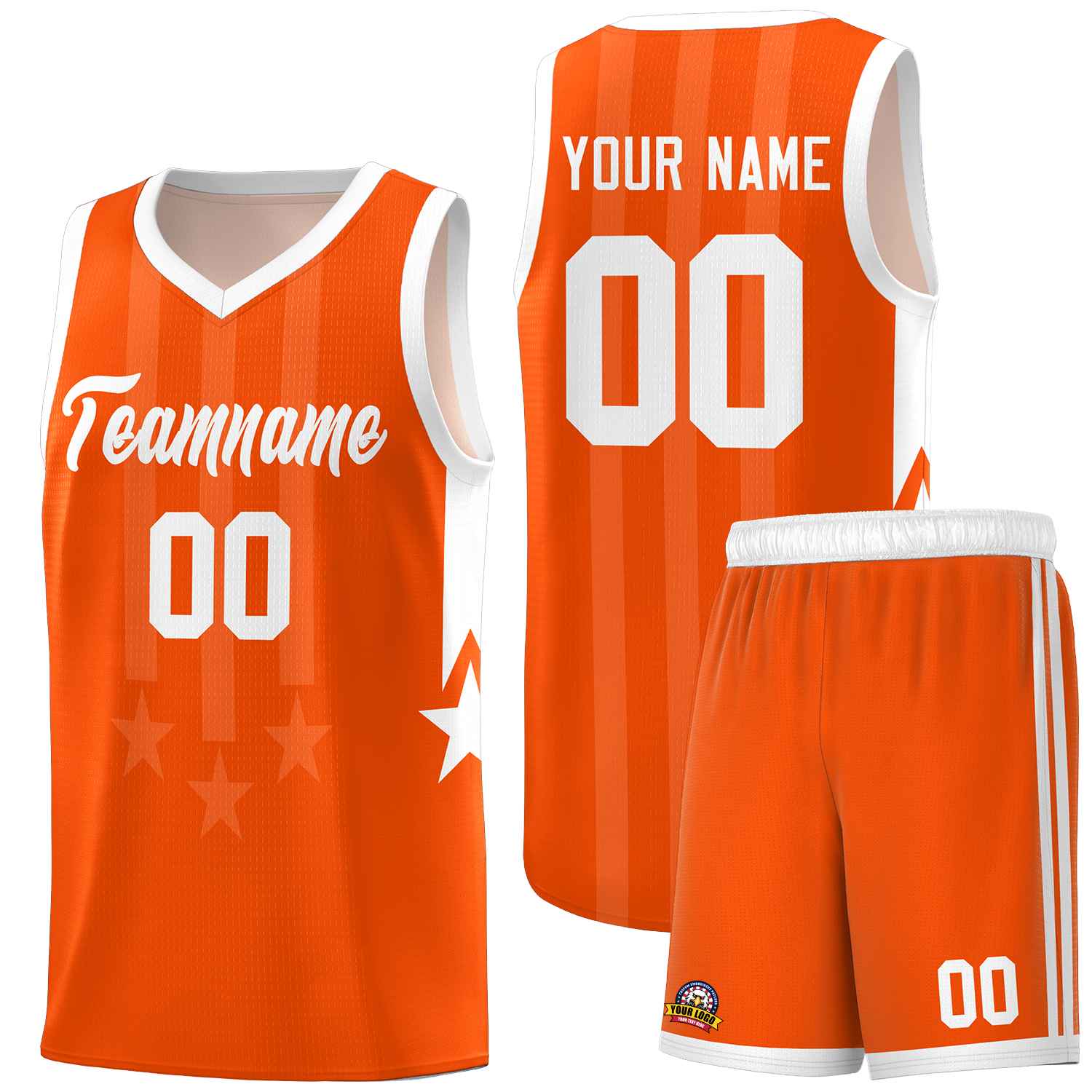 Custom Orange White and White Gradient Star Graffiti Pattern Sports Uniform Basketball Jersey