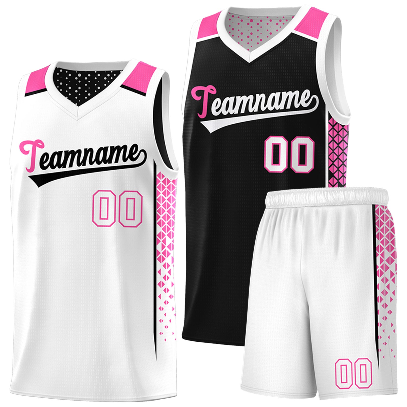 Custom Black White Side Gradient Patttern Double Side Sports Uniform Basketball Jersey