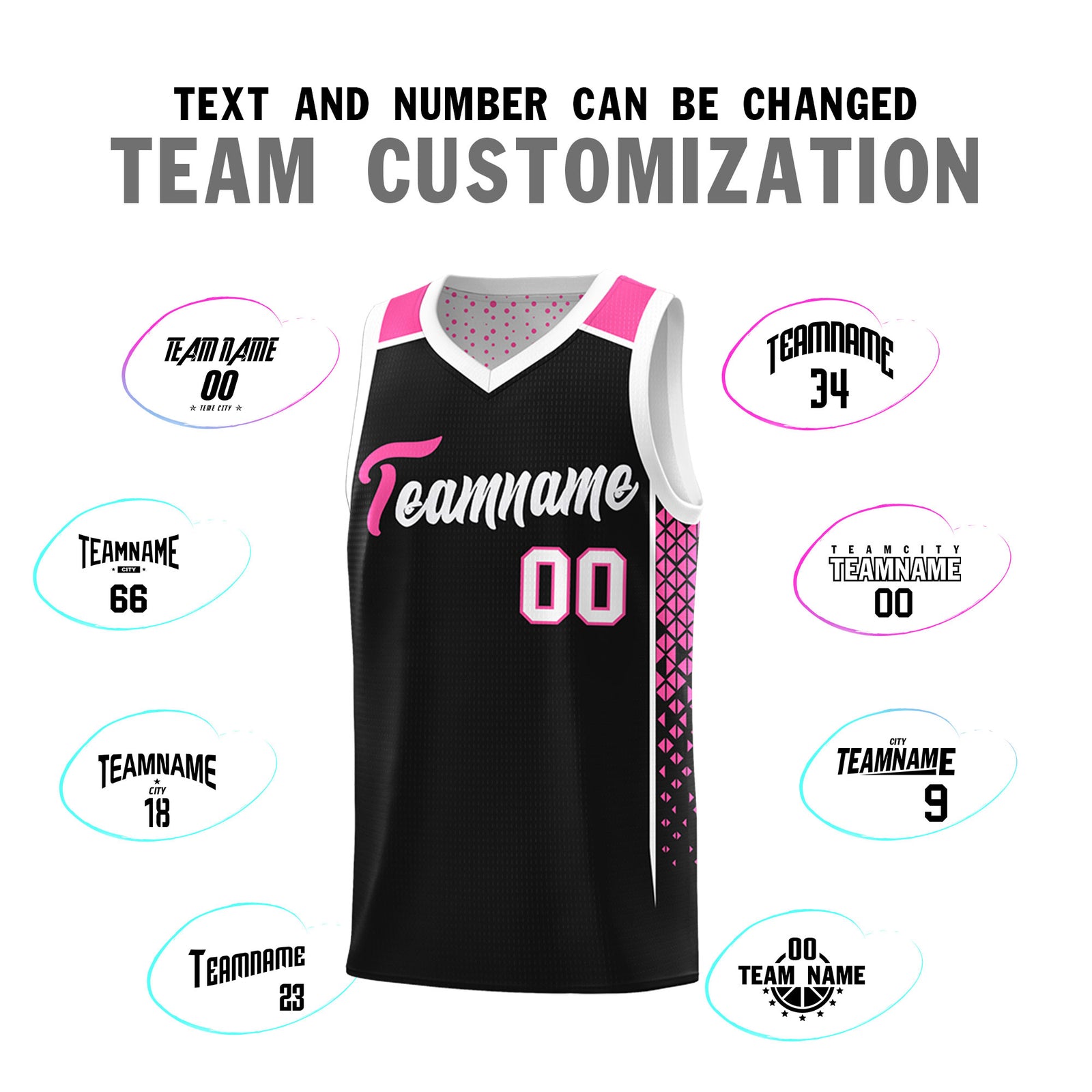 Custom Black White Side Gradient Patttern Double Side Sports Uniform Basketball Jersey