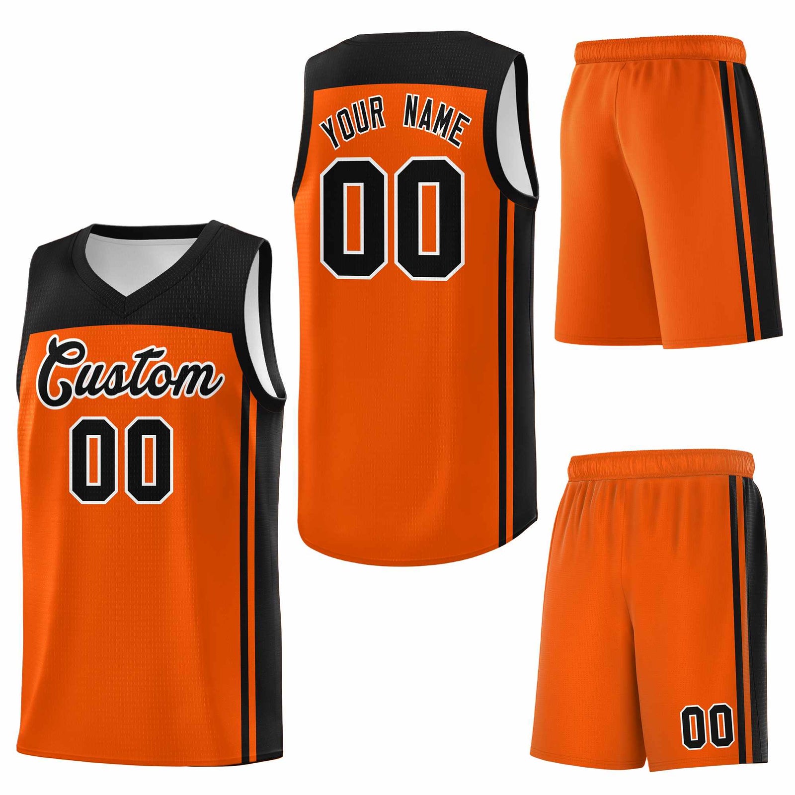 Custom Orange Black Classic Sets Sports Uniform Basketball Jersey