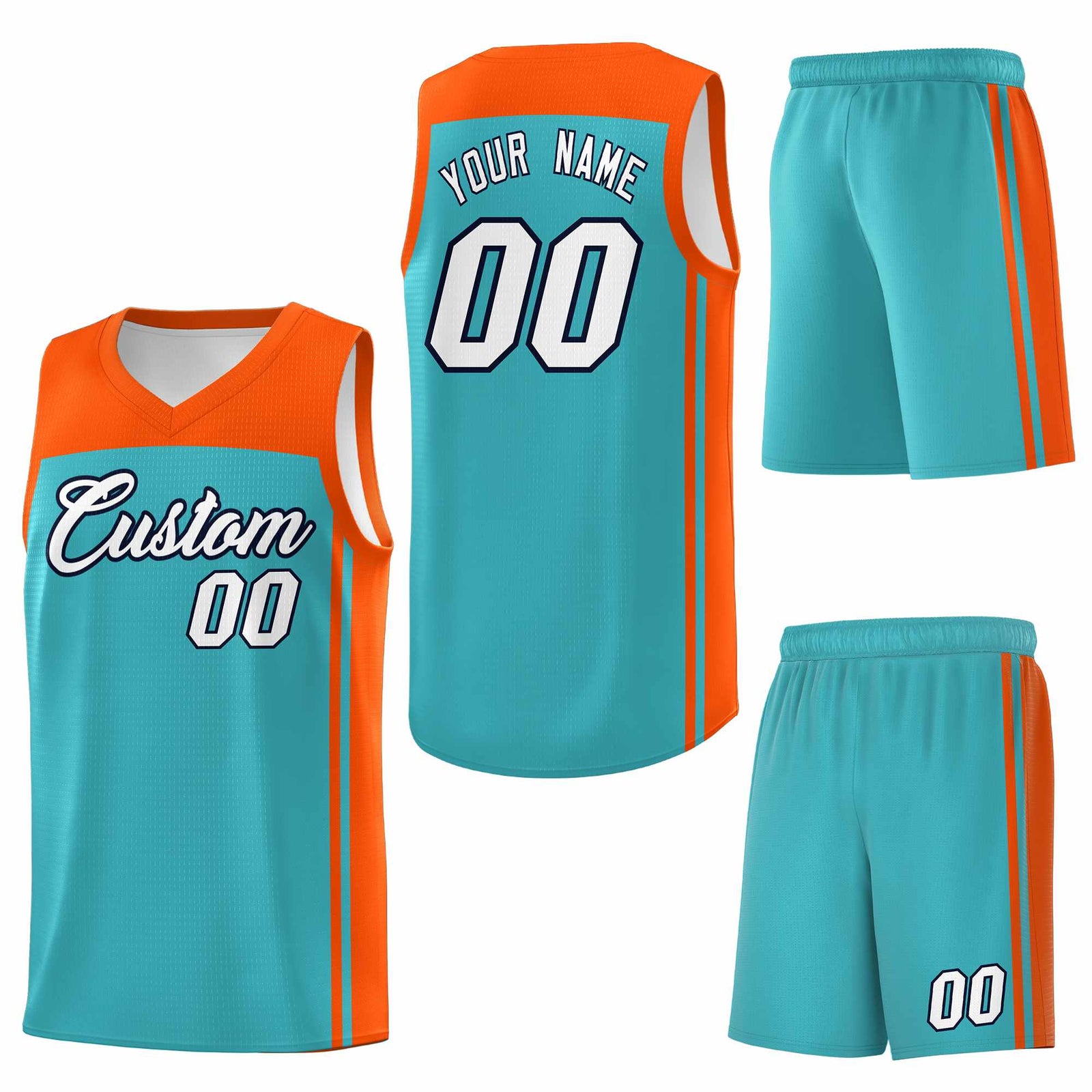 Custom Bright Green Orange Classic Sets Sports Uniform Basketball Jersey