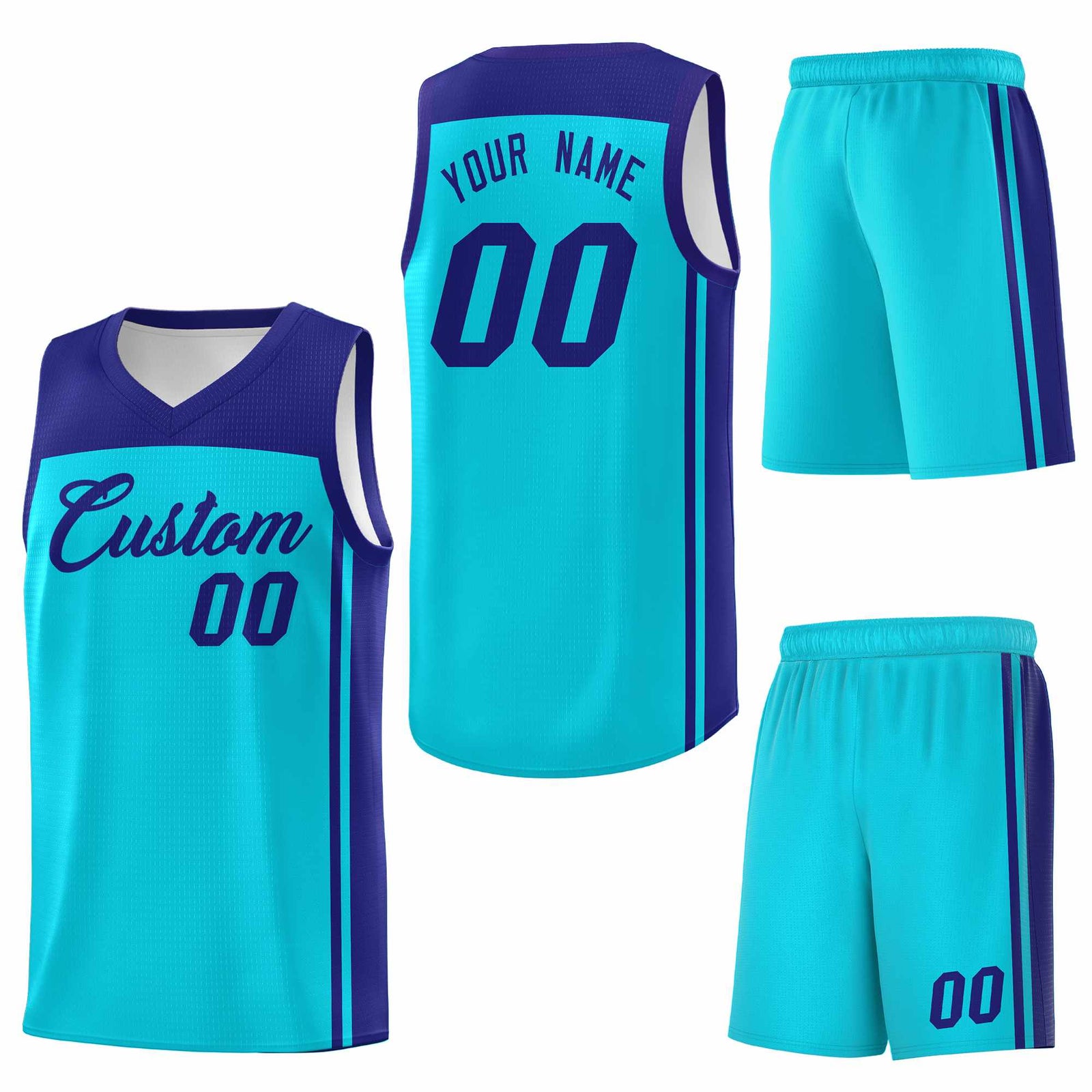 Custom Sky Blue Purple Classic Sets Sports Uniform Basketball Jersey