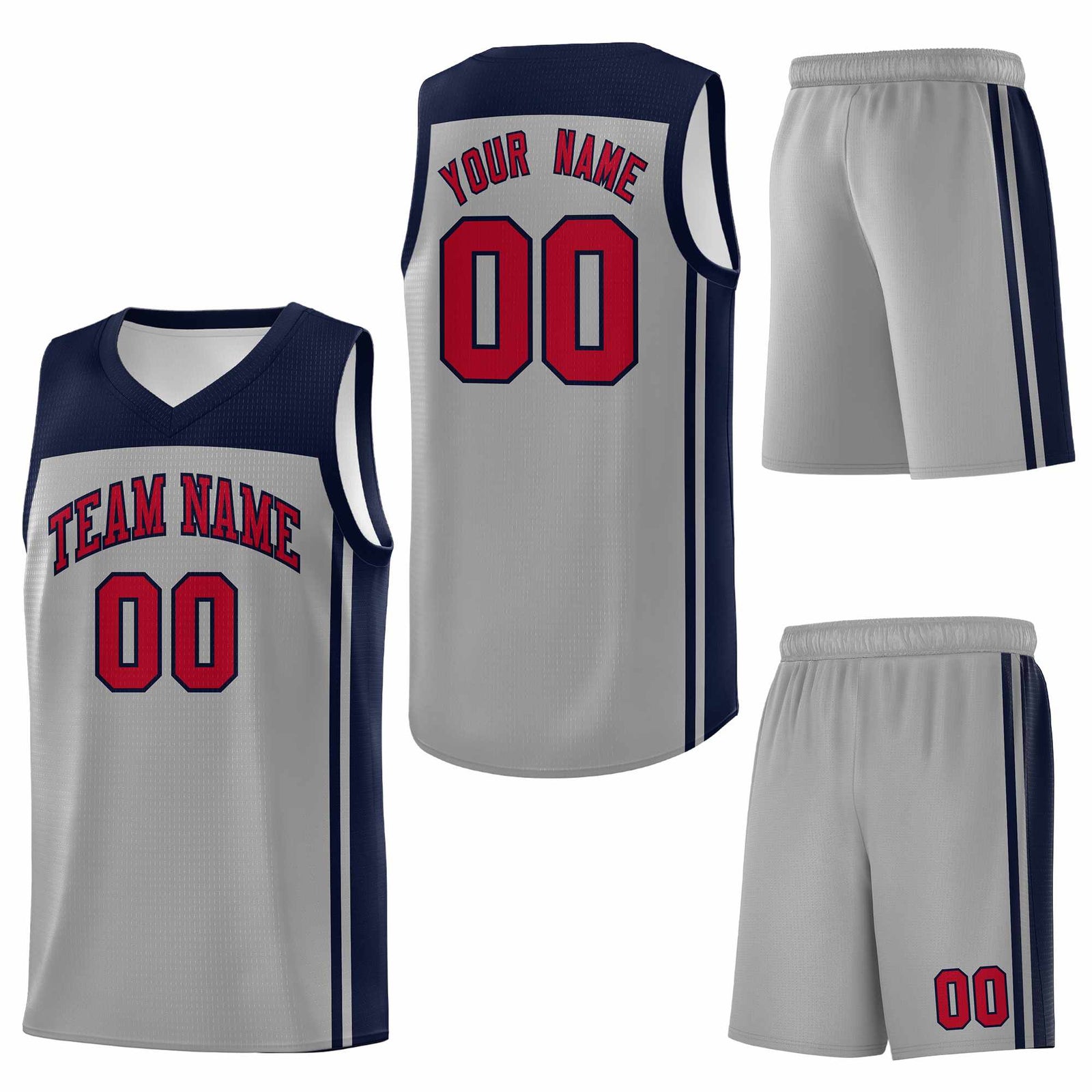 Custom Grey Navy Classic Sets Sports Uniform Basketball Jersey