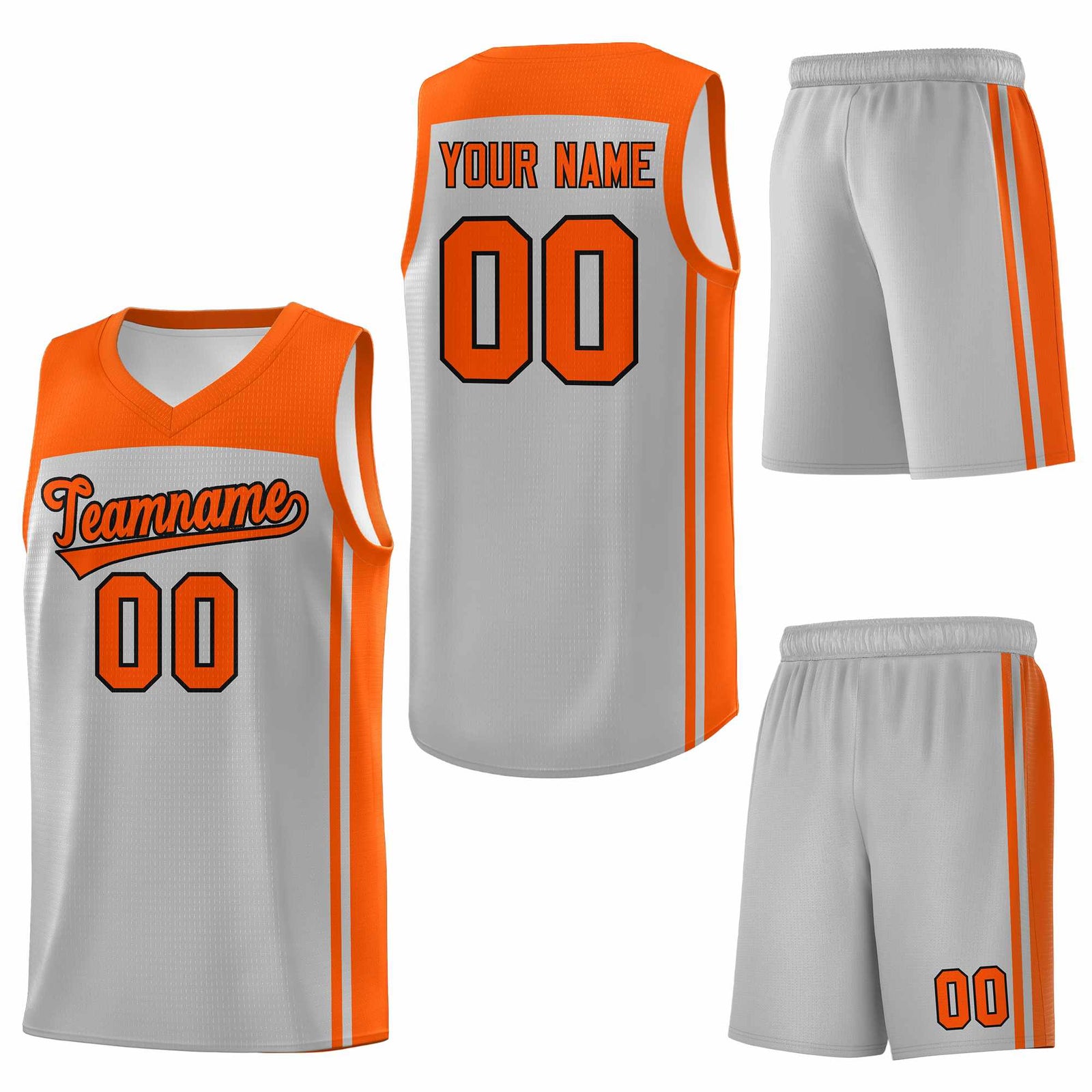Custom Grey Orange Classic Sets Sports Uniform Basketball Jersey