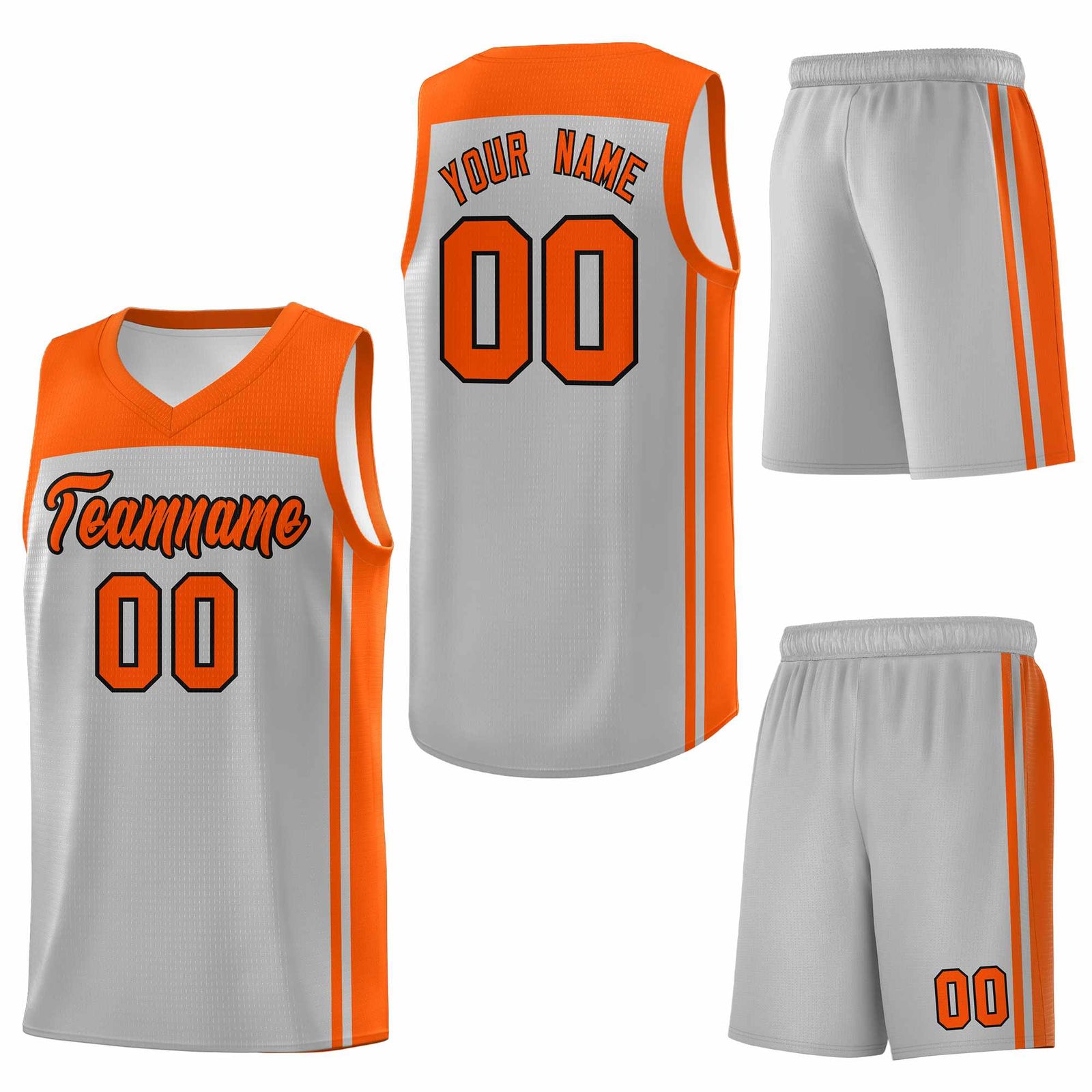 Custom Grey Orange Classic Sets Sports Uniform Basketball Jersey