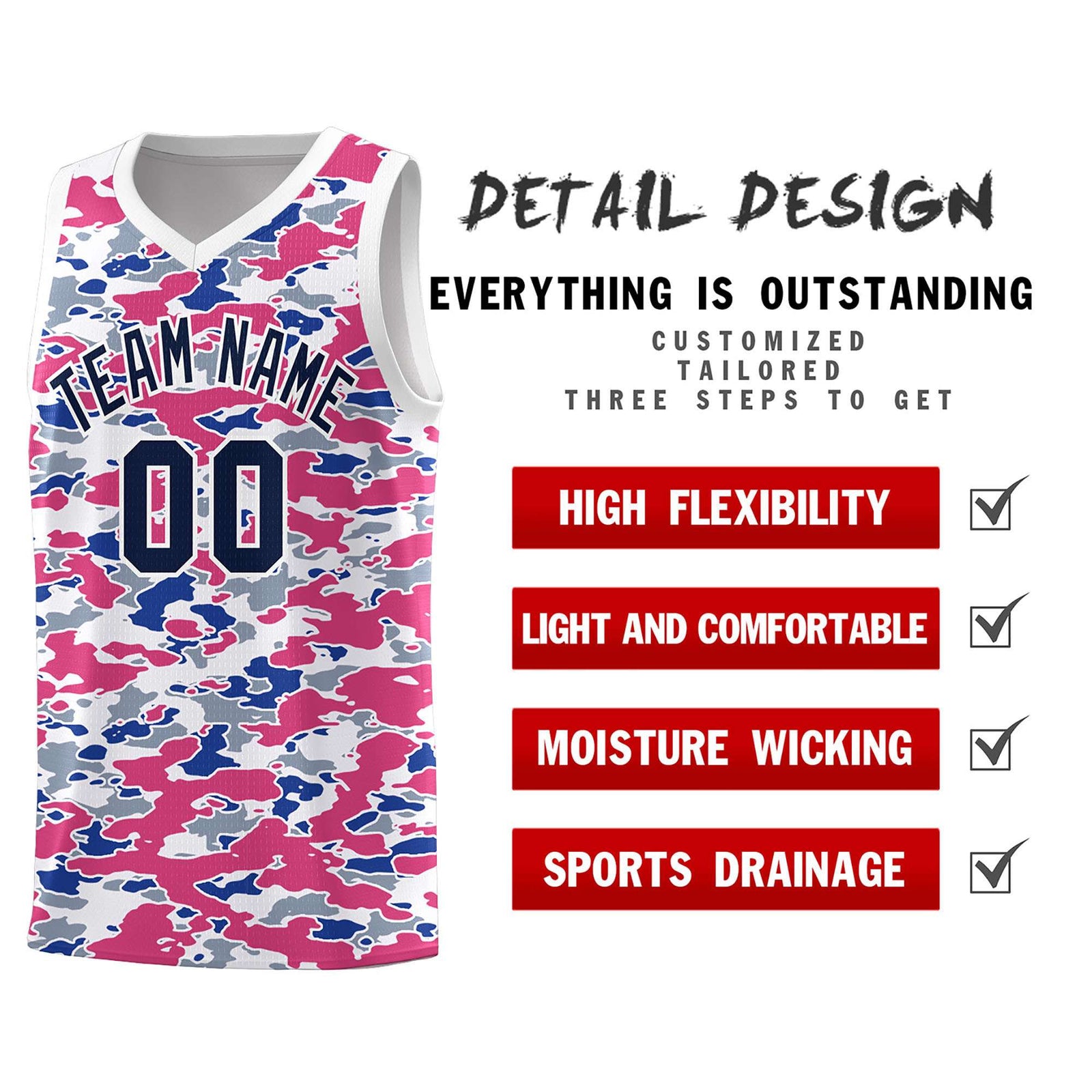 Custom Personalized Camo Sets Sports Uniform Basketball Jersey