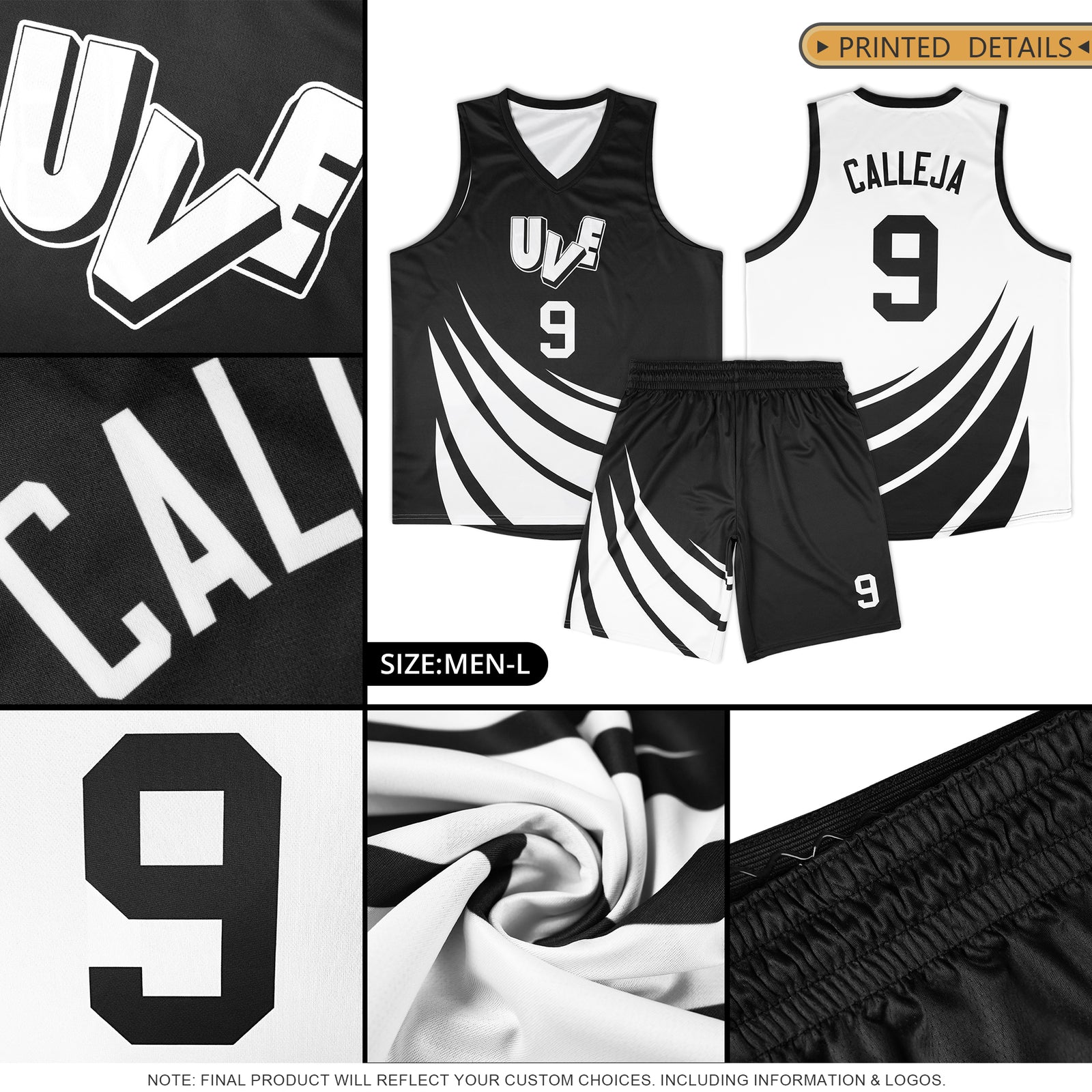 Custom Black White Double Side Sets Design Sportswear Basketball Jersey