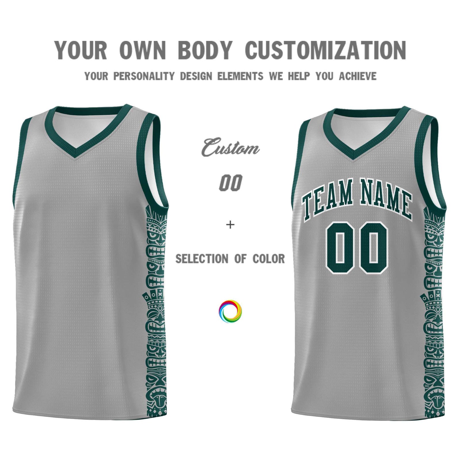 Custom Gray Midnight Green Personalized Indians Pattern Sets Sports Uniform Basketball Jersey