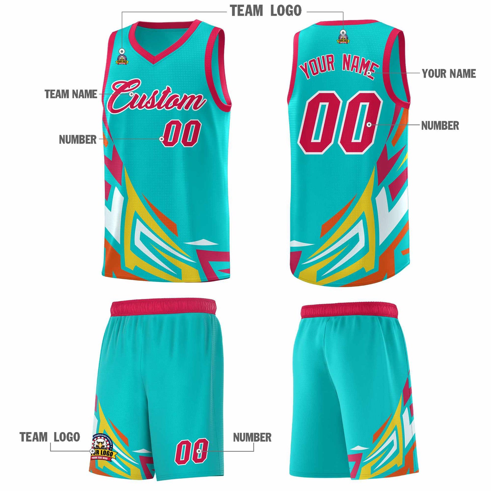 Custom Aqua Gradient Graffiti Pattern Sports Uniform Basketball Jersey