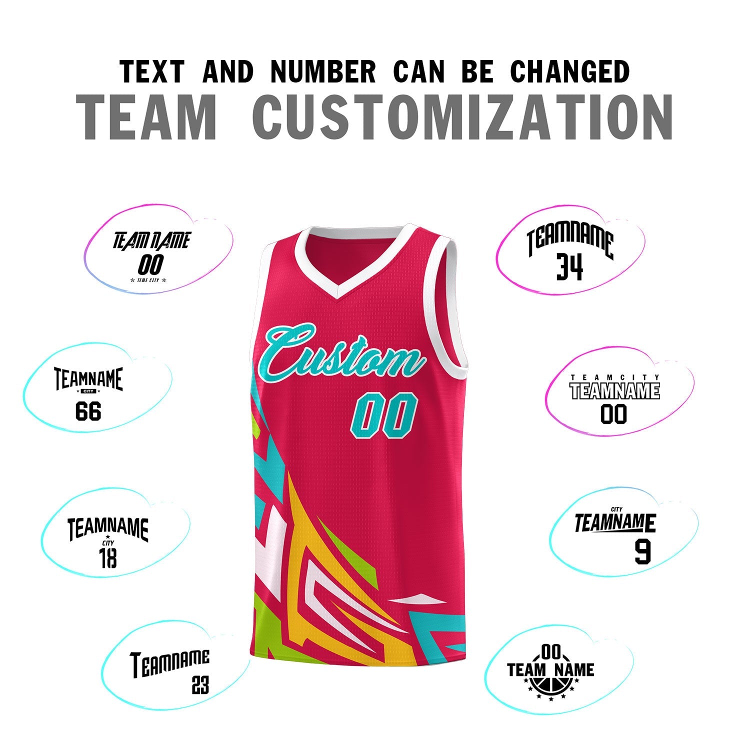 Custom Red Gradient Graffiti Pattern Sports Uniform Basketball Jersey