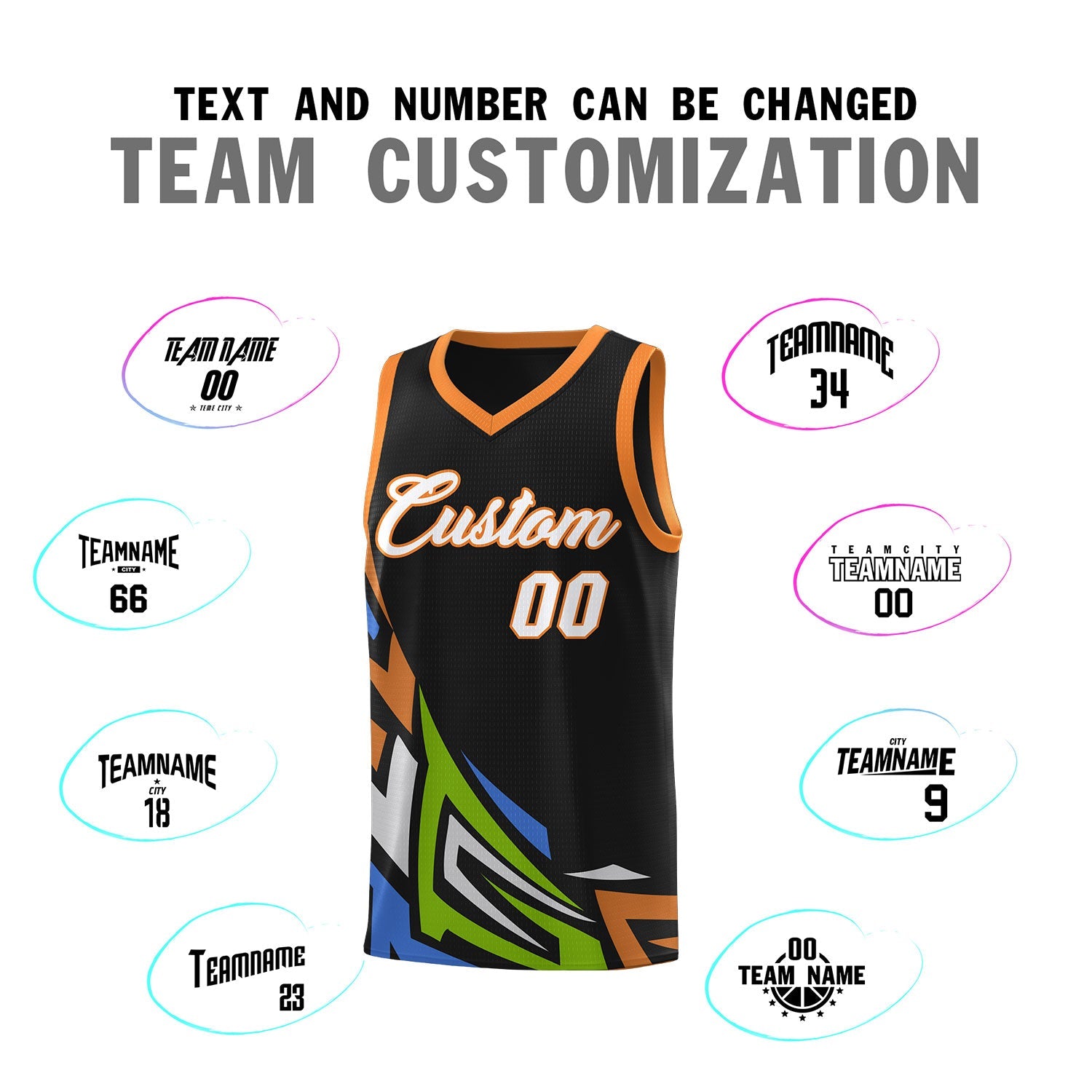 Custom Black Gradient Graffiti Pattern Sports Uniform Basketball Jersey