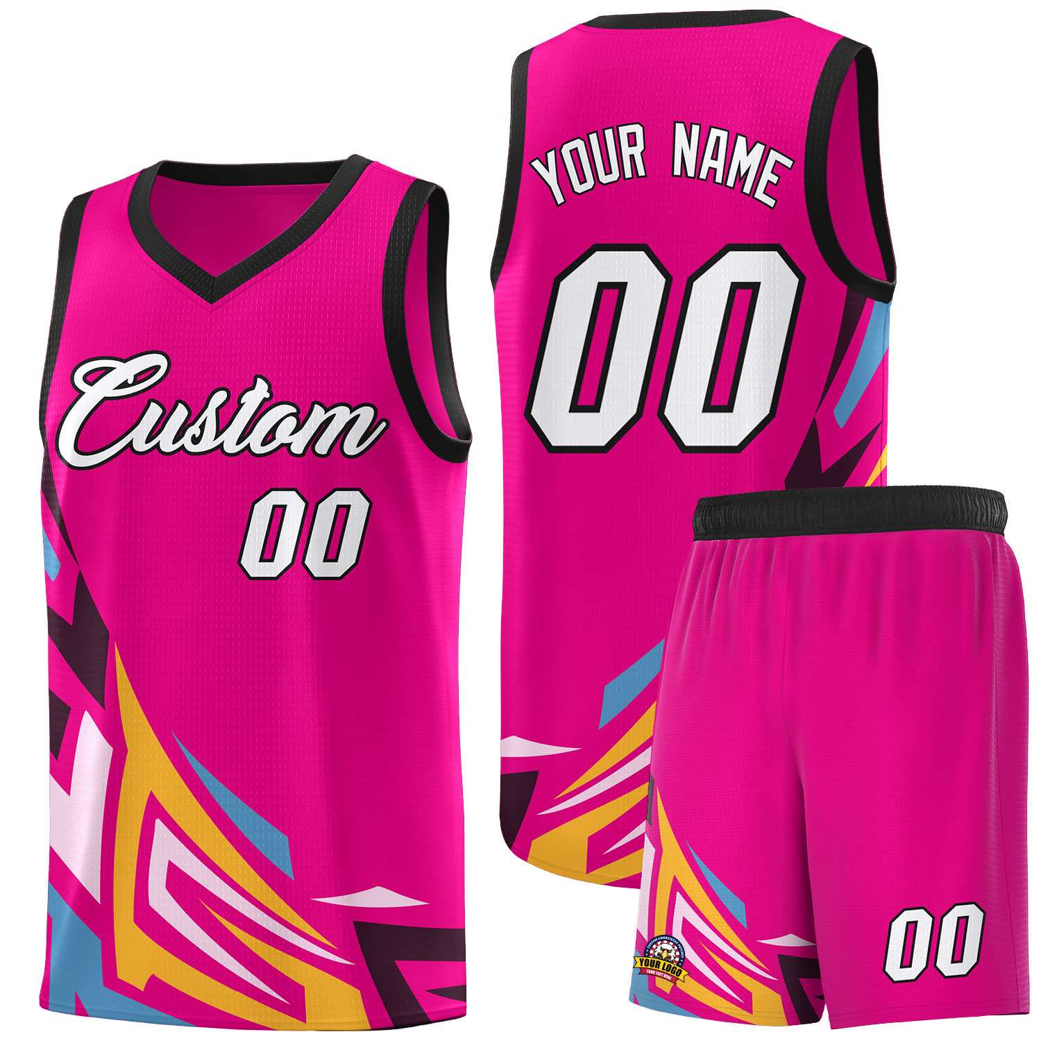 Custom Pink Gradient Graffiti Pattern Sports Uniform Basketball Jersey