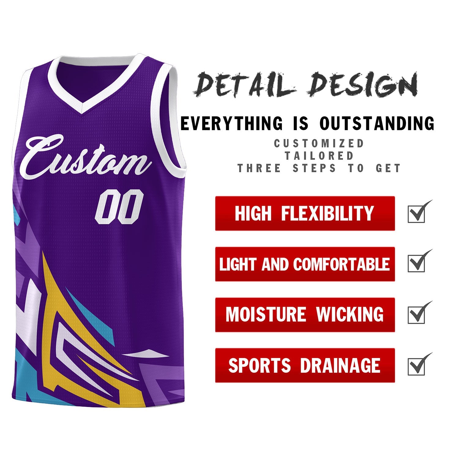 Custom Purple Gradient Graffiti Pattern Sports Uniform Basketball Jersey