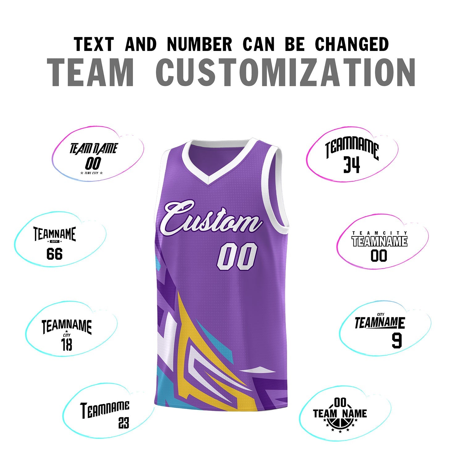 Custom Light Purple Gradient Graffiti Pattern Sports Uniform Basketball Jersey