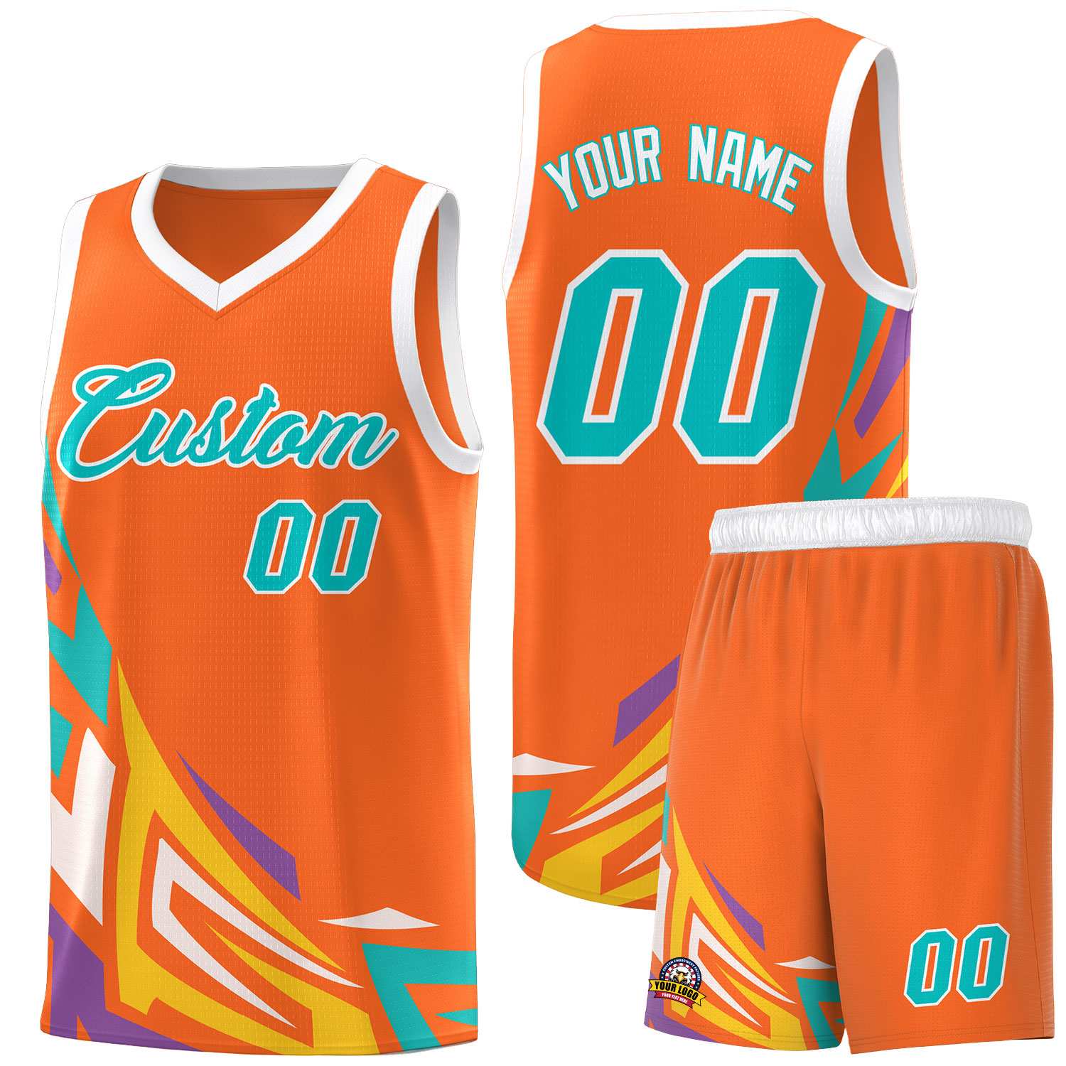 Custom Orange Gradient Graffiti Pattern Sports Uniform Basketball Jersey