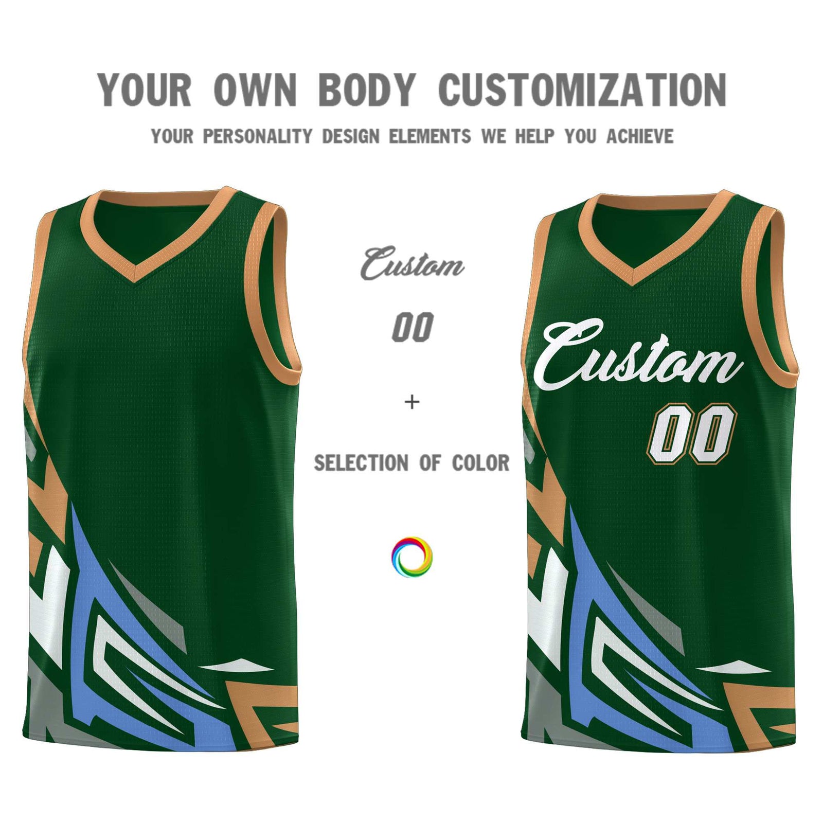 Custom Green Gradient Graffiti Pattern Sports Uniform Basketball Jersey