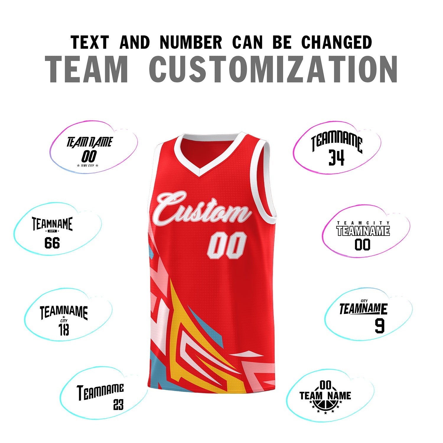 Custom Red Gradient Graffiti Pattern Sports Uniform Basketball Jersey