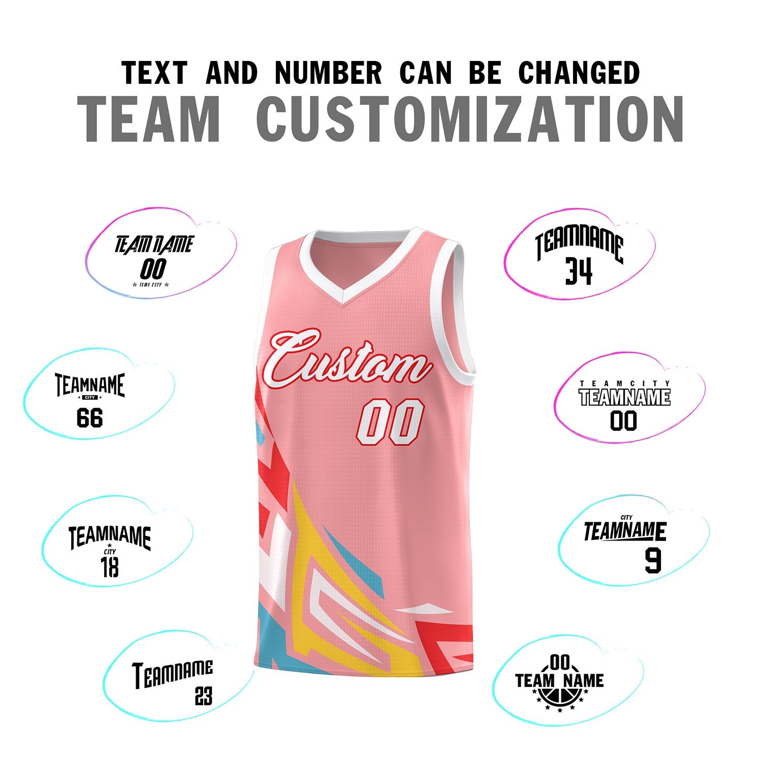 Custom Light Pink Gradient Graffiti Pattern Sports Uniform Basketball Jersey