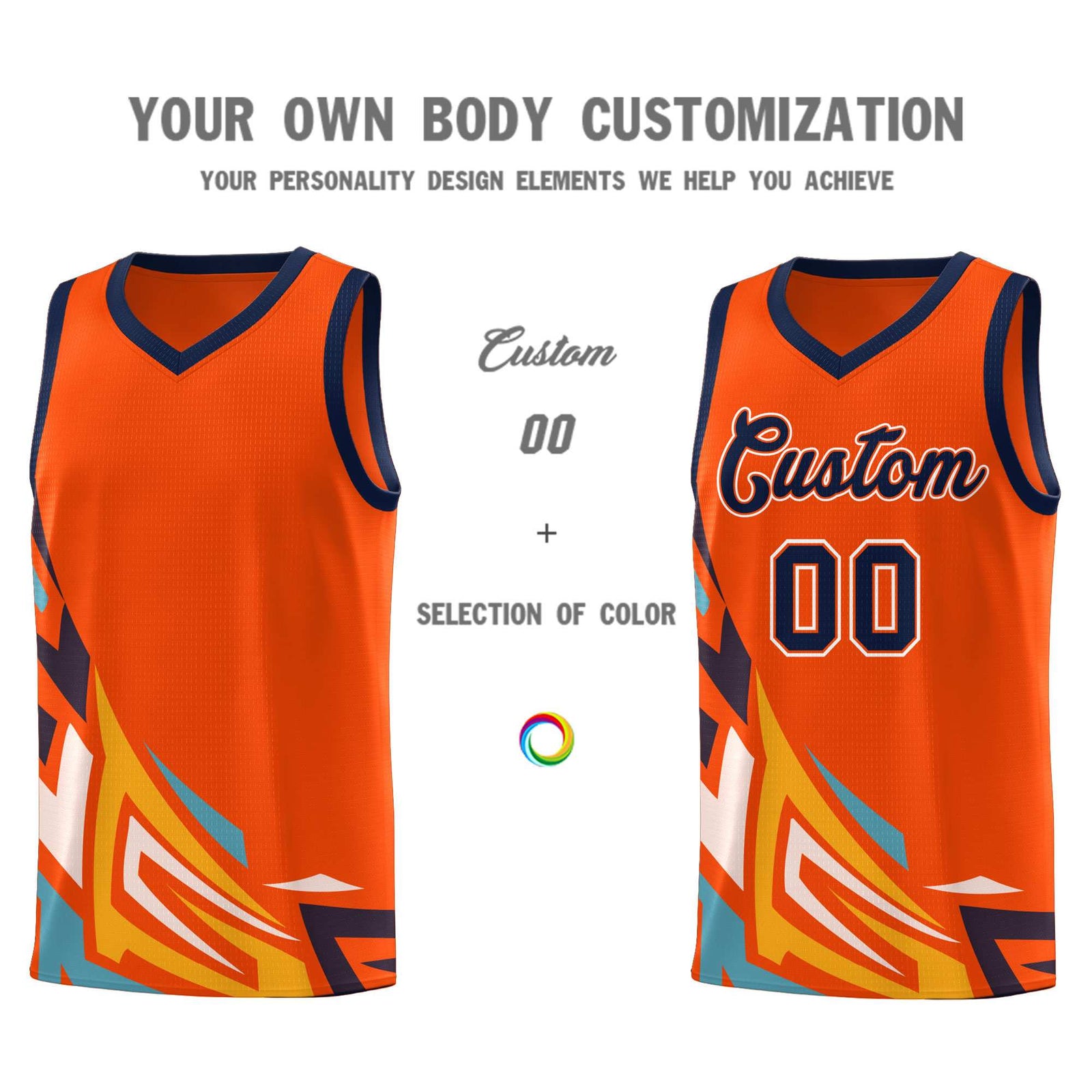 Custom Orange Gradient Graffiti Pattern Sports Uniform Basketball Jersey