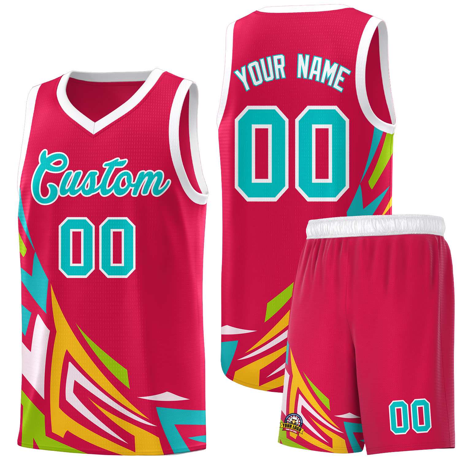 Custom Red Gradient Graffiti Pattern Sports Uniform Basketball Jersey