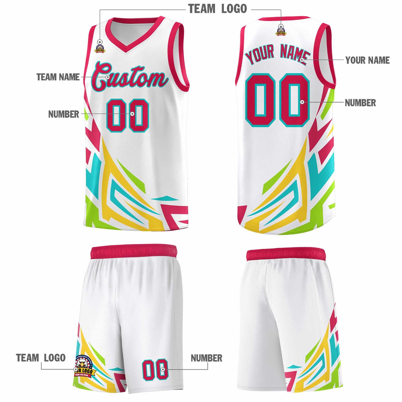 Custom White Gradient Graffiti Pattern Sports Uniform Basketball Jersey